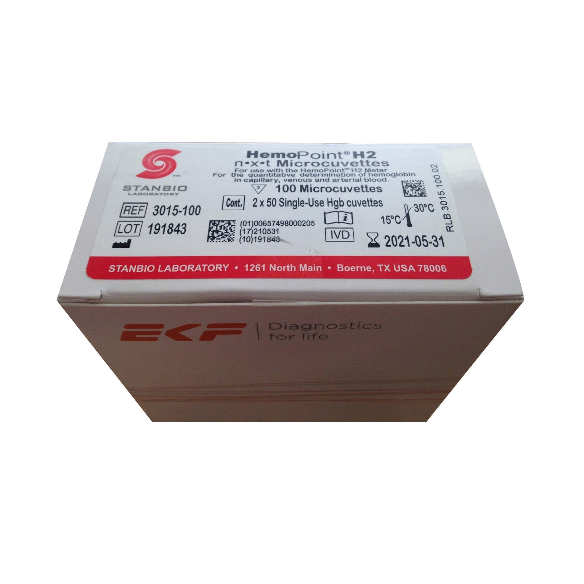 Hematology Reagent Microcuvette HemoPoint H2 n•x•t Hemoglobin (Hb) / Hematocrit CLIA Waived For HemoPoint H2 Hemoglobin Photometer 100 Tests, Packaging Type- Box