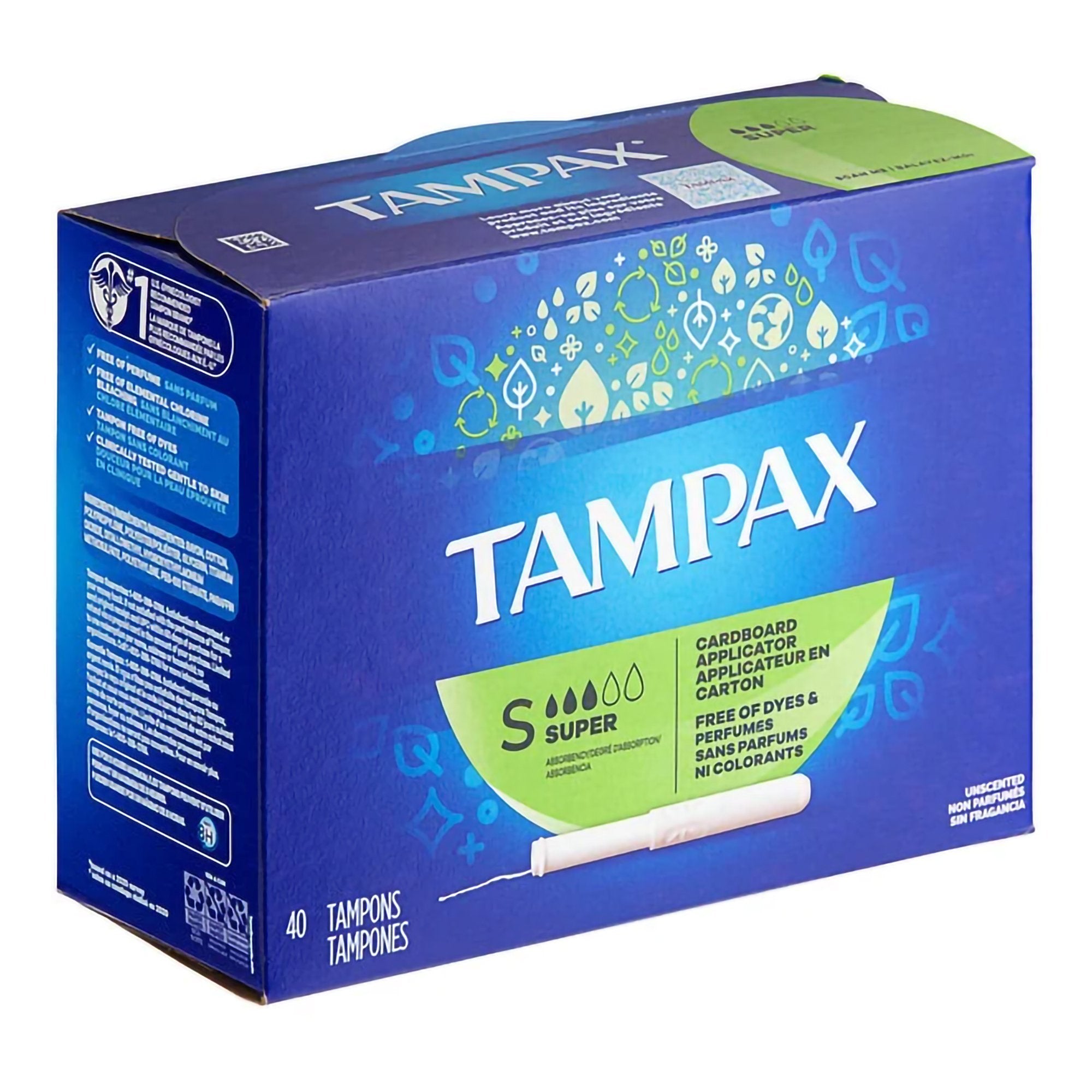 Tampon Tampax Super Absorbency Cardboard Applicator Individually Wrapped, Packaging Type- Box