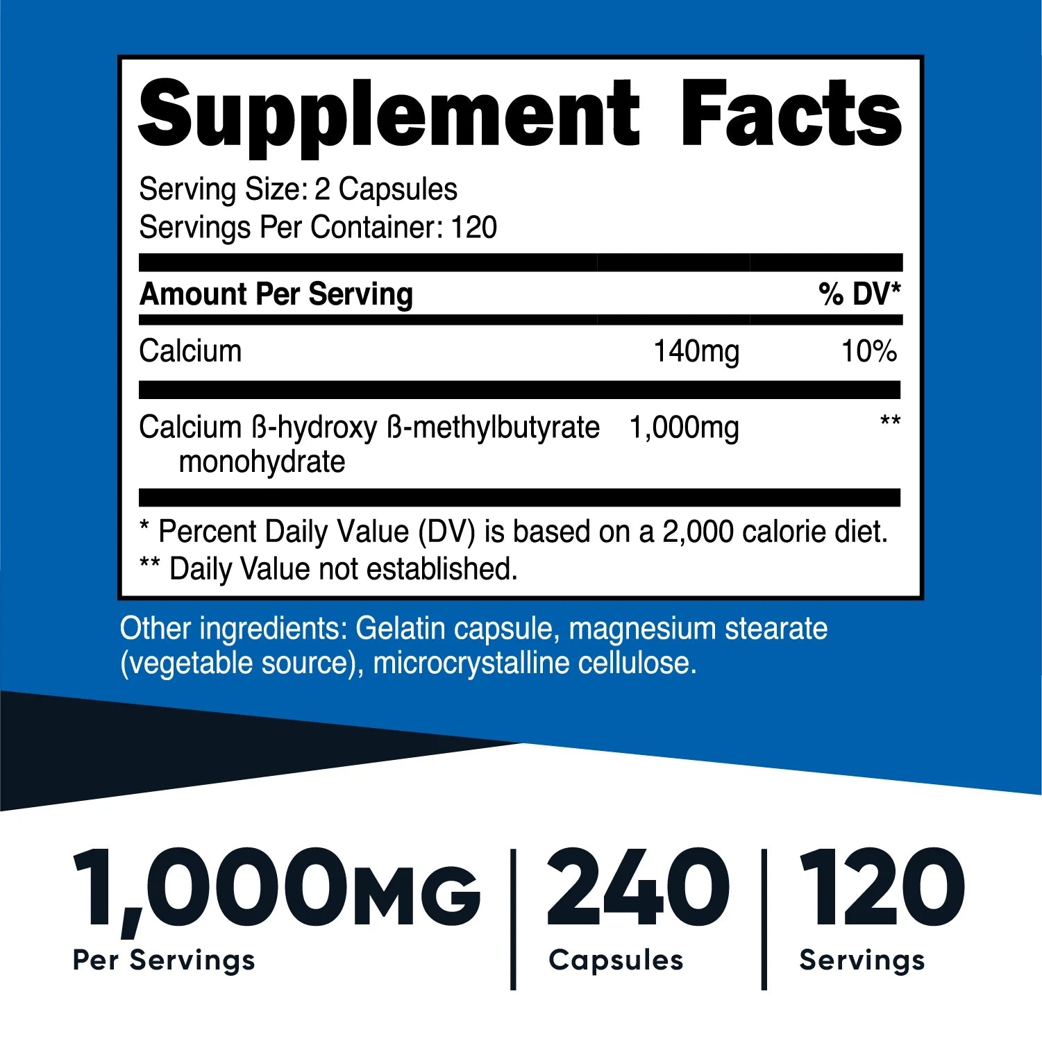 HMB (Beta Hydroxy Beta Methylbutyric) Supplement 1000Mg, 240 Capsules