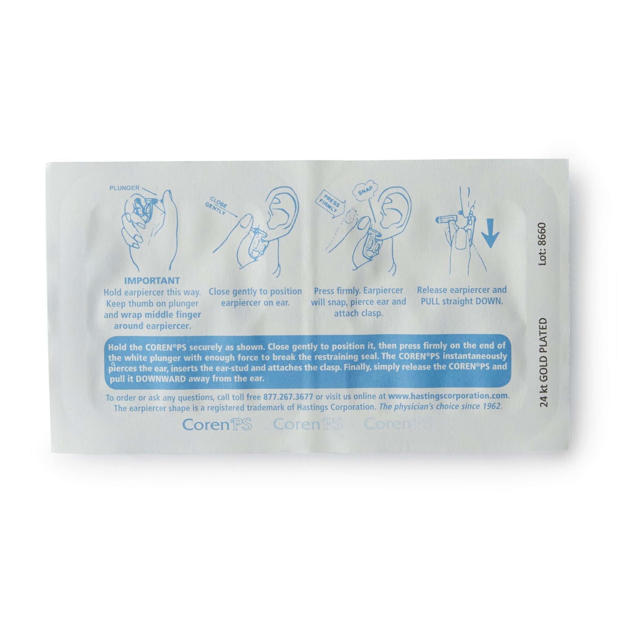 Ear Piercer Coren PS Disposable Blue, Packaging Type- Box