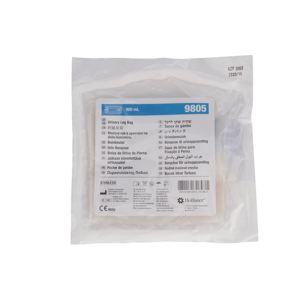 Urinary Leg Bag Hollister Anti Reflux Valve Sterile 900 mL Vinyl