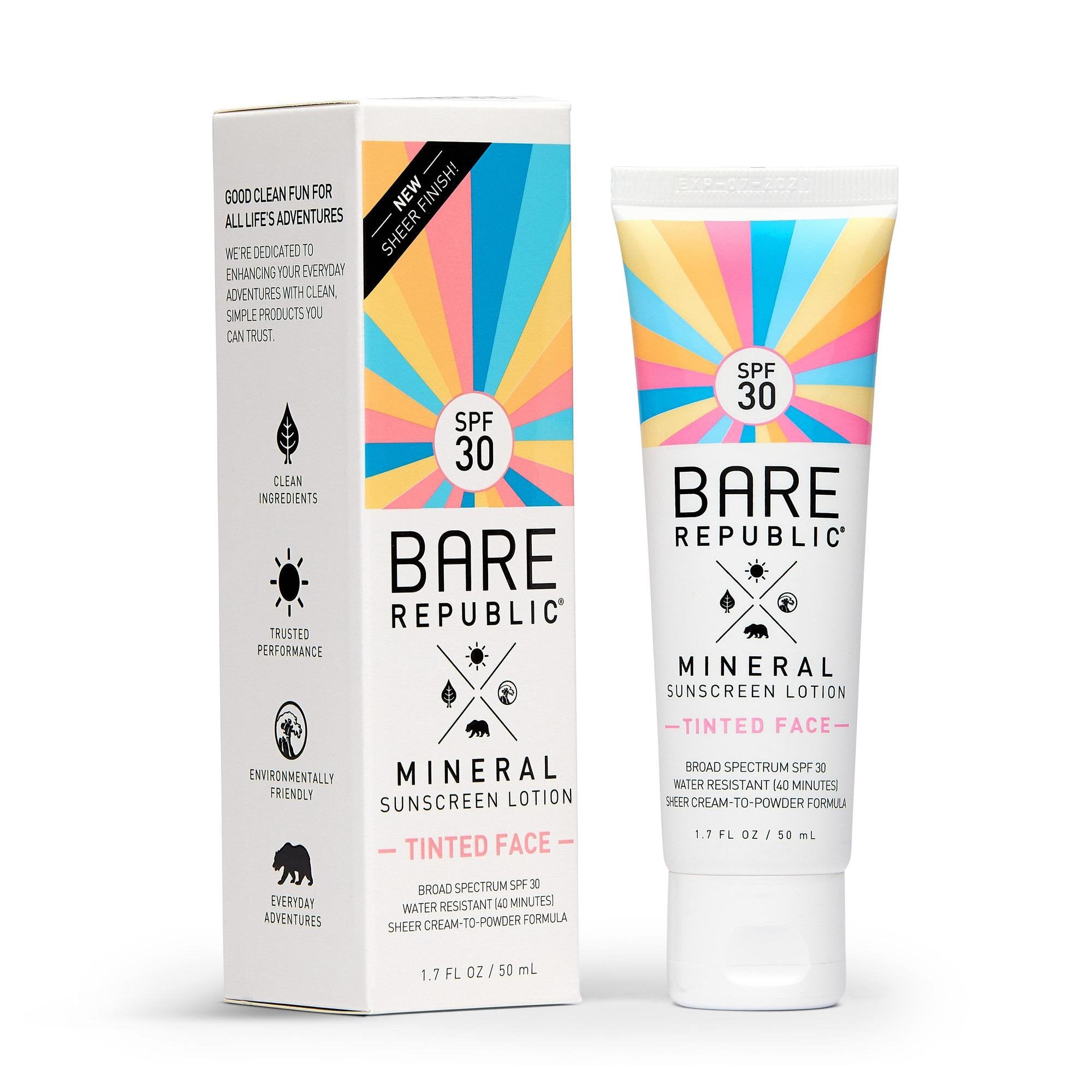 Sunscreen BARE Republic Mineral Tinted Face SPF 30 Lotion 1.7 oz. Tube, Packaging Type- Case