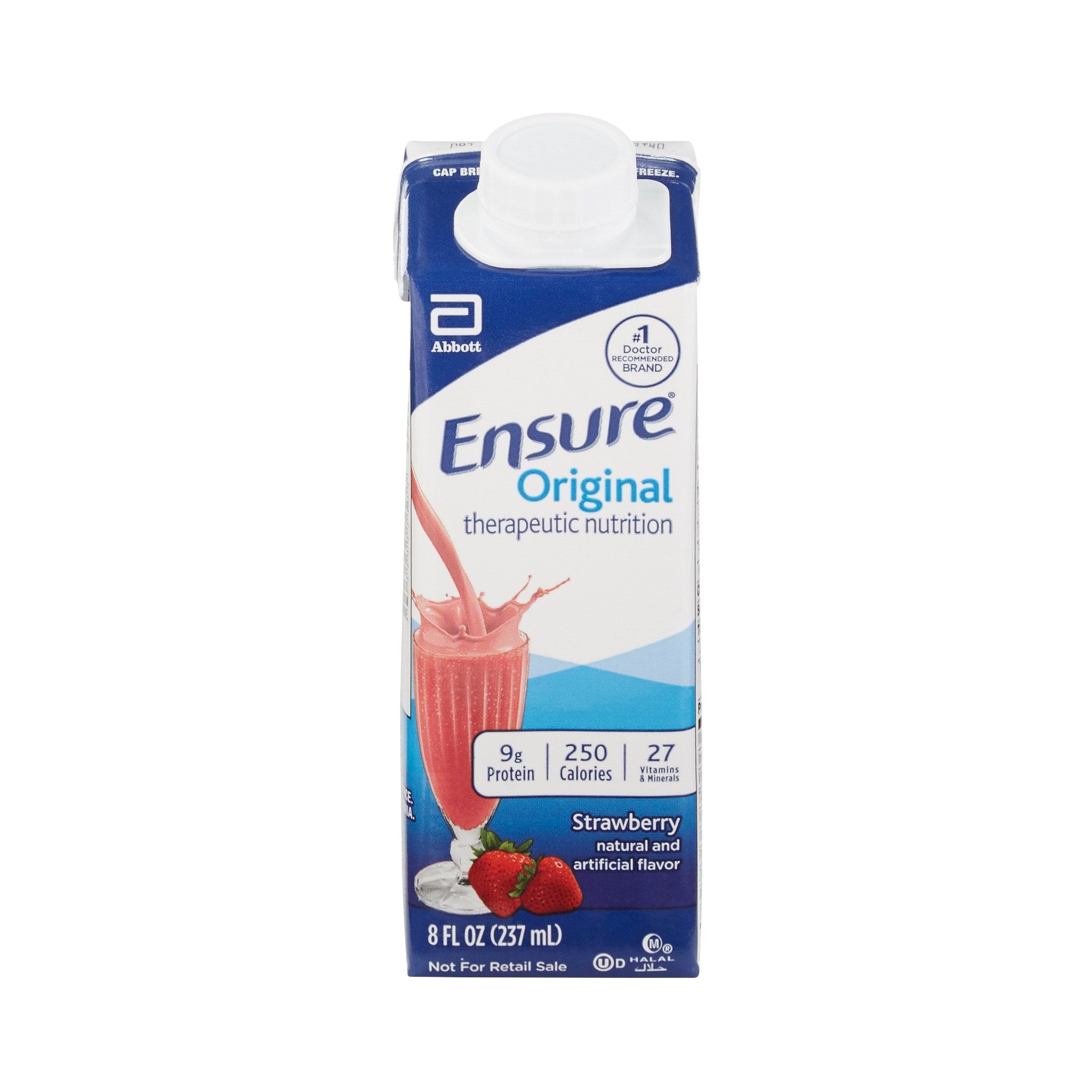 Oral Supplement Ensure® Original Therapeutic Nutrition Shake Strawberry Flavor Liquid 8 oz. Reclosable Carton