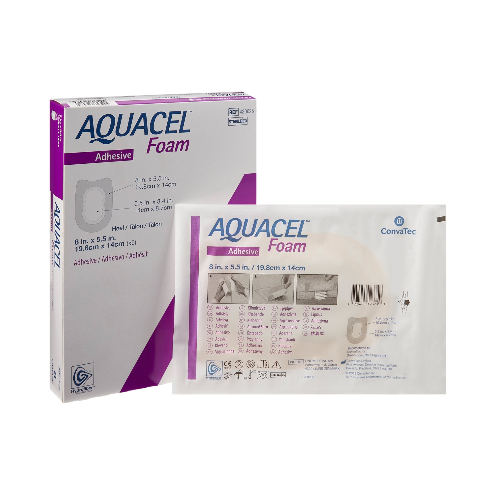 Foam Dressing Aquacel® 5-1/2 X 8 Inch With Border Waterproof Film Backing Silicone Adhesive Heel Sterile