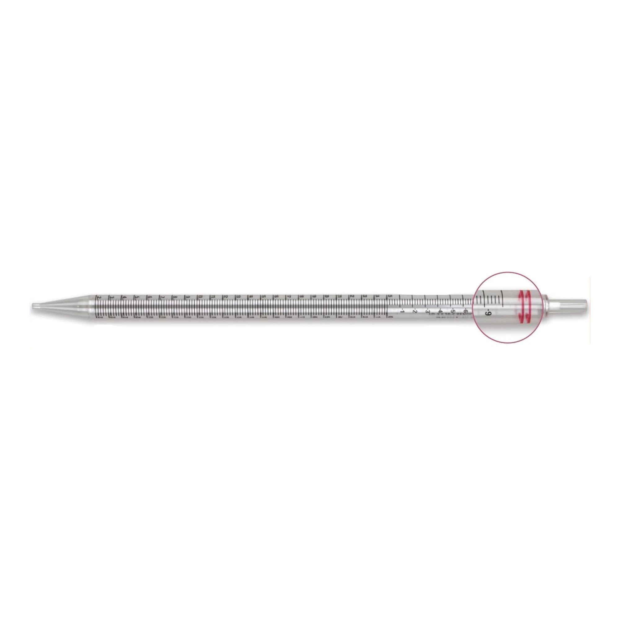 McKesson Serological Pipette 25 mL 0.2 mL Graduation Increments / 10 mL Negative Graduations Sterile