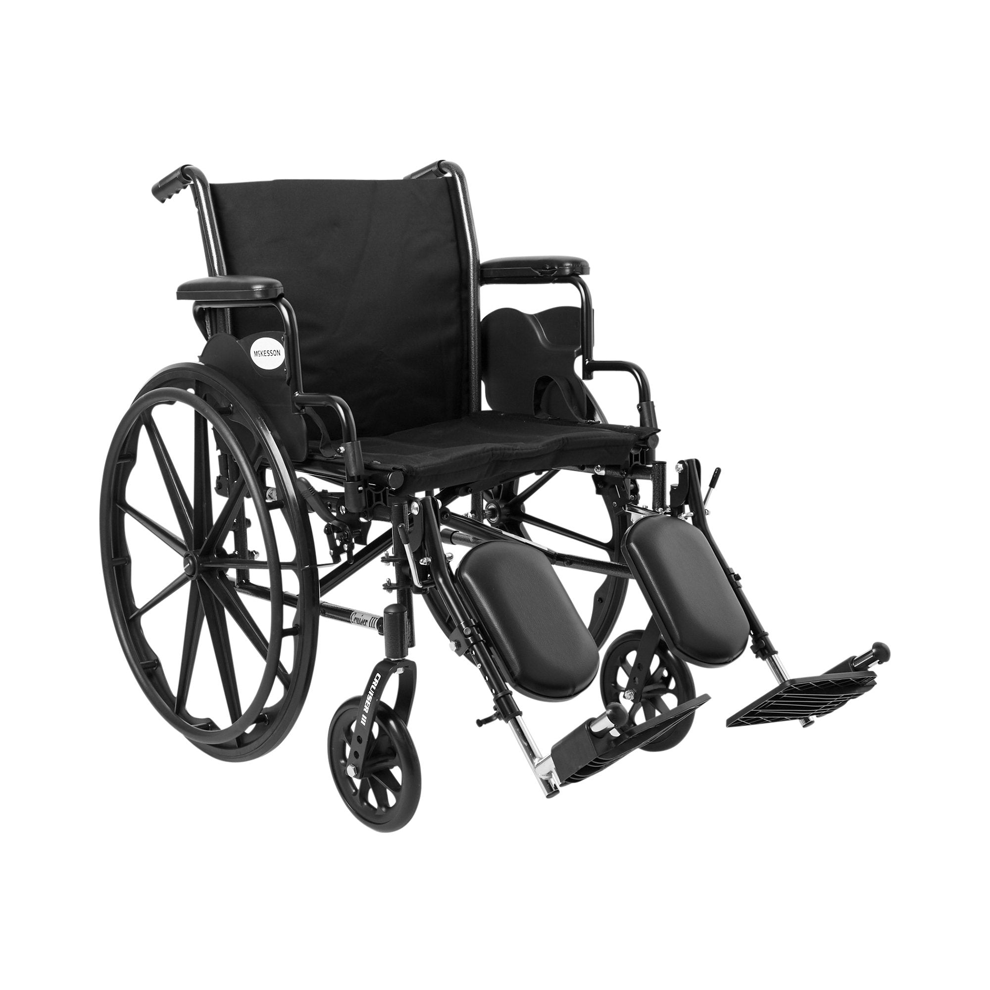 Lightweight Wheelchair McKesson Dual Axle Desk Length Arm Swing-Away Elevating Legrest Black Upholstery 20 Inch Seat Width Adult 300 lbs. Weight Capacity, Packaging Type- Each