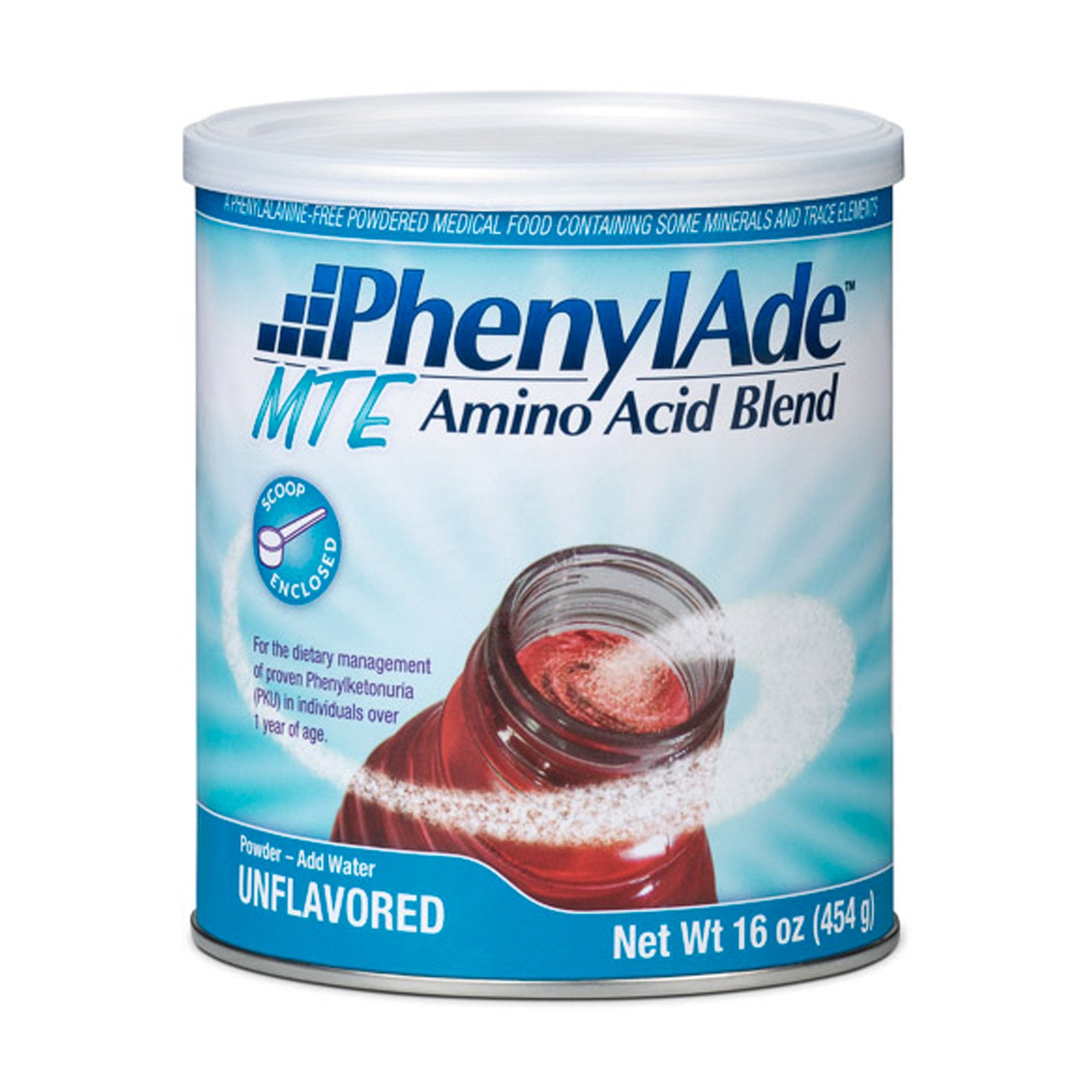 Oral Supplement PhenylAde MTE Amino Acid Blend Unflavored Powder 16 oz. Can, Packaging Type- Case