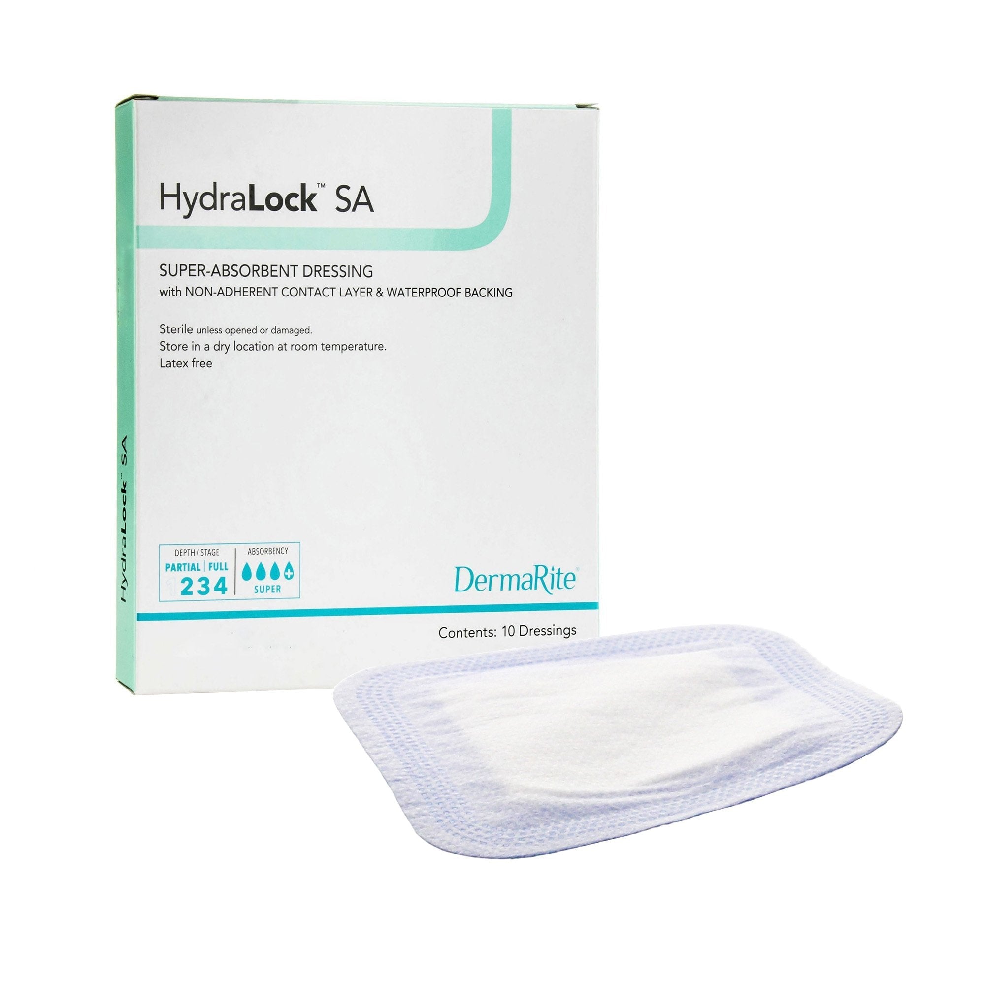 Super Absorbent Dressing HydraLock SA 3 X 3 Inch Square