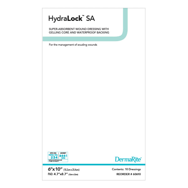 Super Absorbent Dressing HydraLock SA 6 X 10 Inch Rectangle