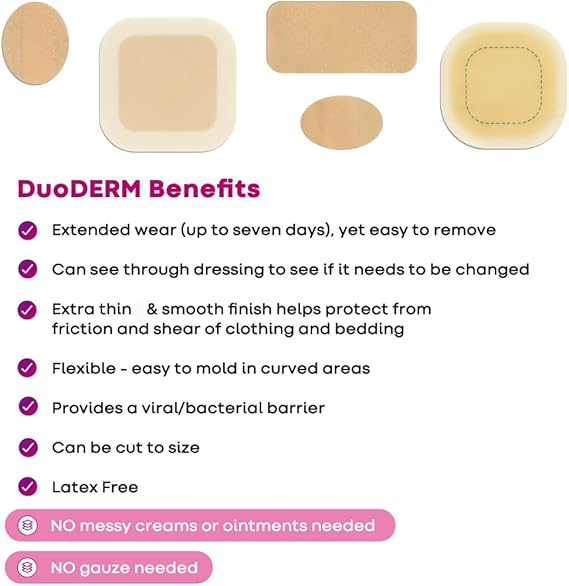 hydrocolloid dressing duoderm signal cgf foam backing 4 x 4 inch square hydrocolloid