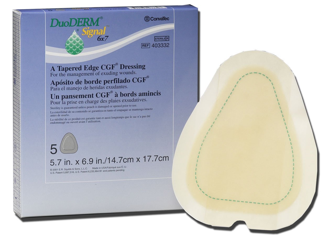 Hydrocolloid Dressing DuoDERM Signal CGF Foam Backing 6 X 7 Inch Triangle Hydrocolloid