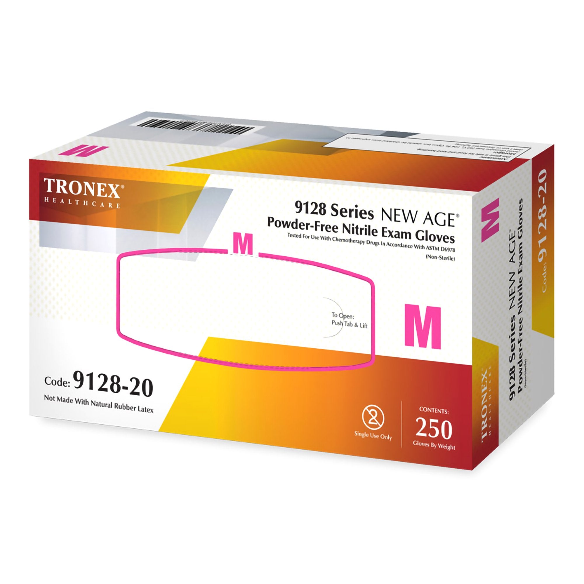 Exam Glove NEW AGE 9128 Series Medium NonSterile Nitrile Standard Cuff Length Textured Fingertips Violet Blue Chemo Tested / Fentanyl Tested, Packaging Type- Box