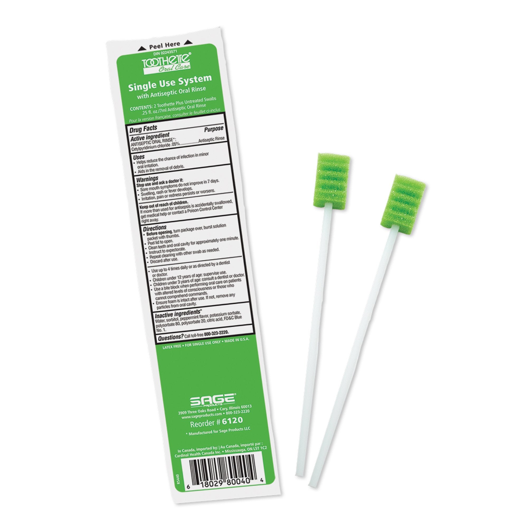 Oral Swab Toothette® Plus Mouthwash Foam Tip 2 per Pack