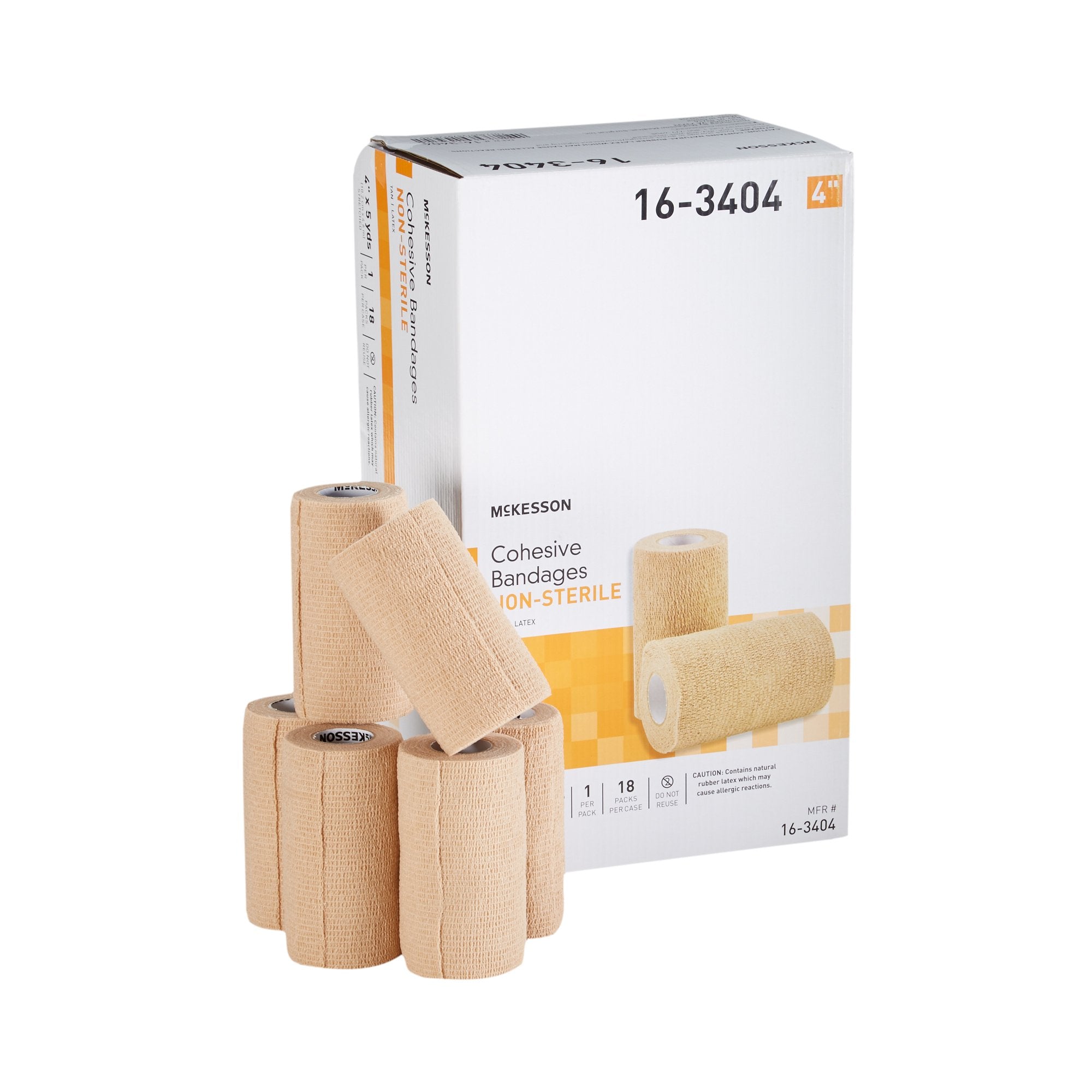 Cohesive Bandage McKesson 4 Inch X 5 Yard Self-adherent Closure Tan NonSterile Standard Compression, Packaging Type- Case