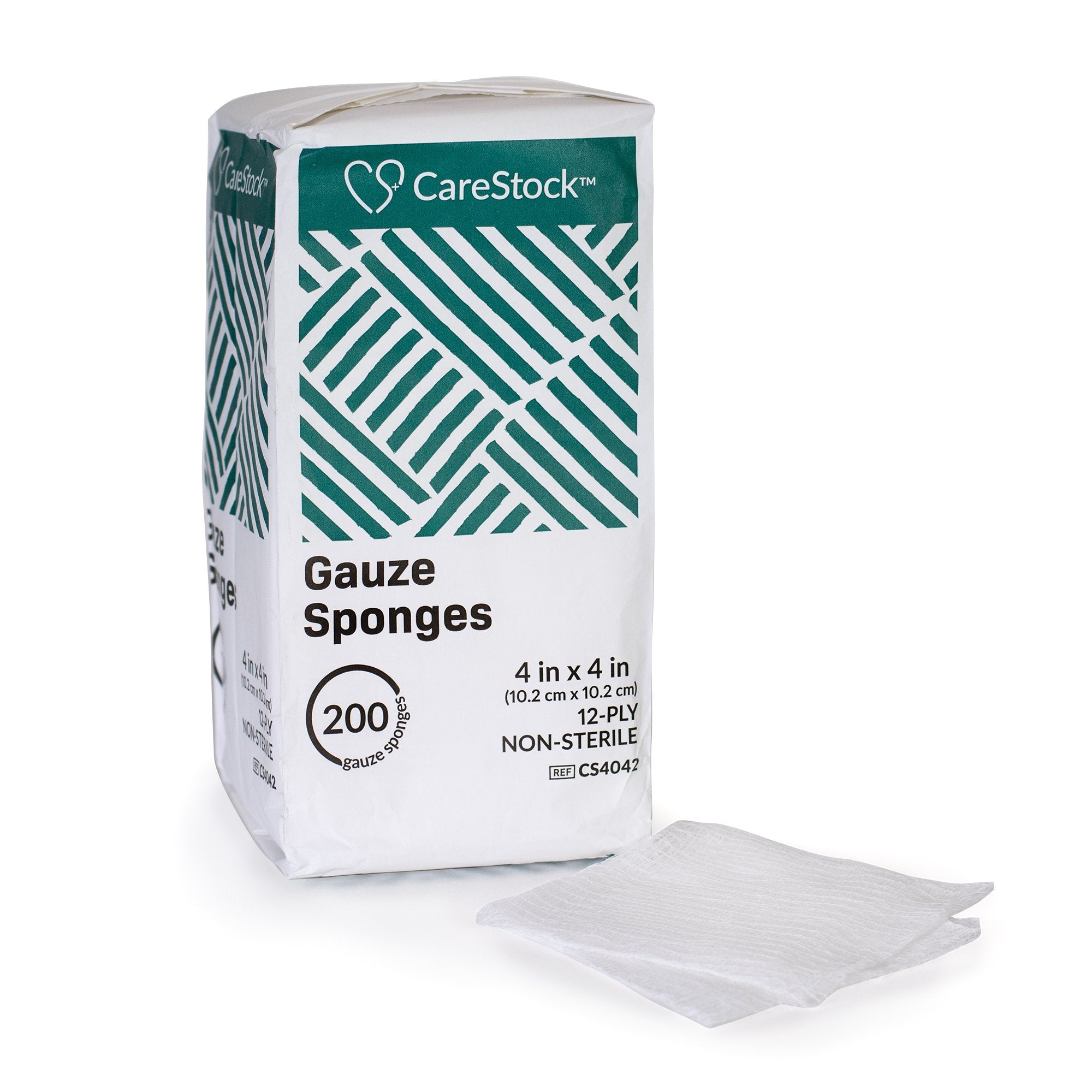 Gauze Sponge CareStock 4 X 4 Inch 12-Ply NonSterile 200 per Pack, Packaging Type- Case