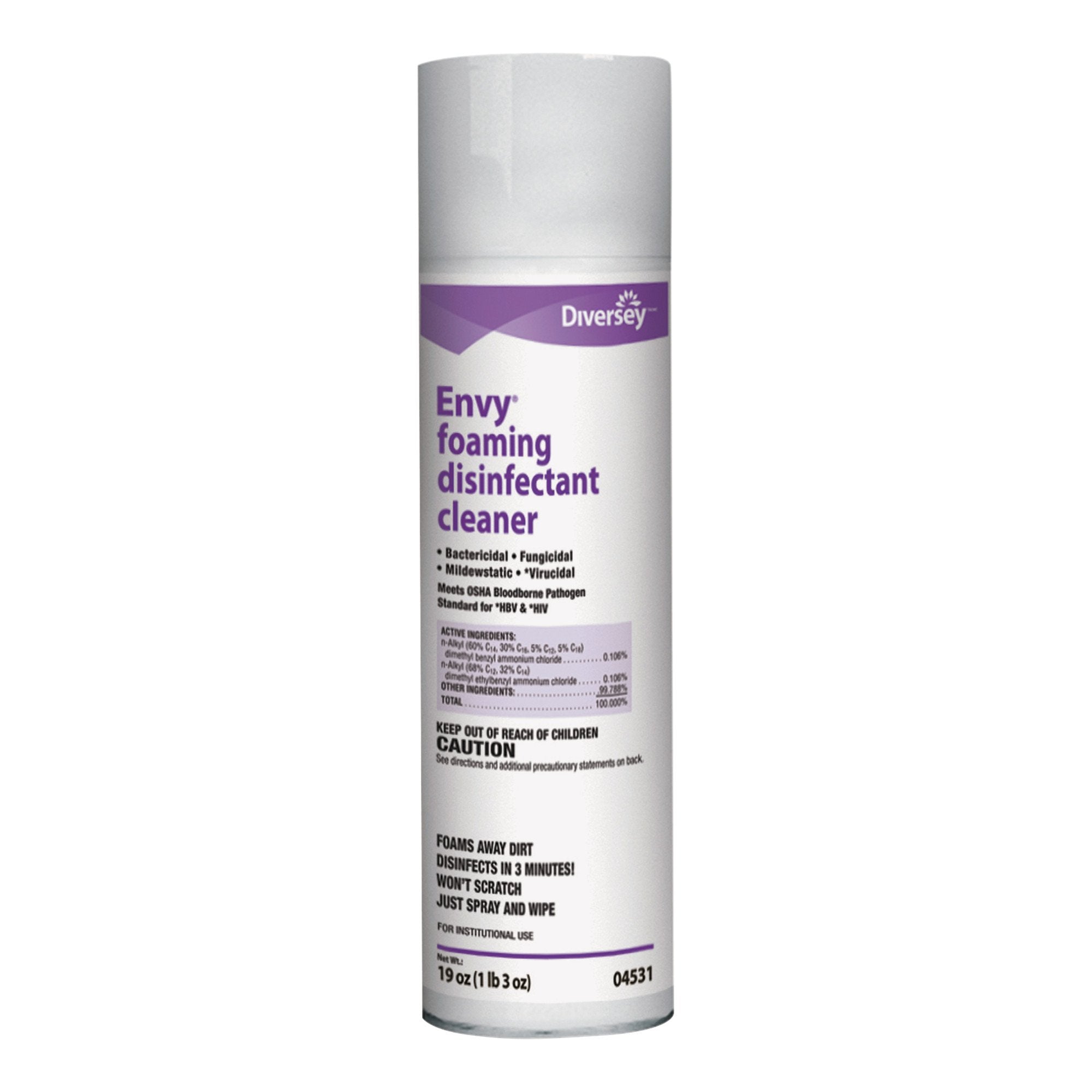 Diversey Envy Surface Disinfectant Cleaner Aerosol Spray Foaming 19 oz. Can Lavender Scent NonSterile, Packaging Type- Case