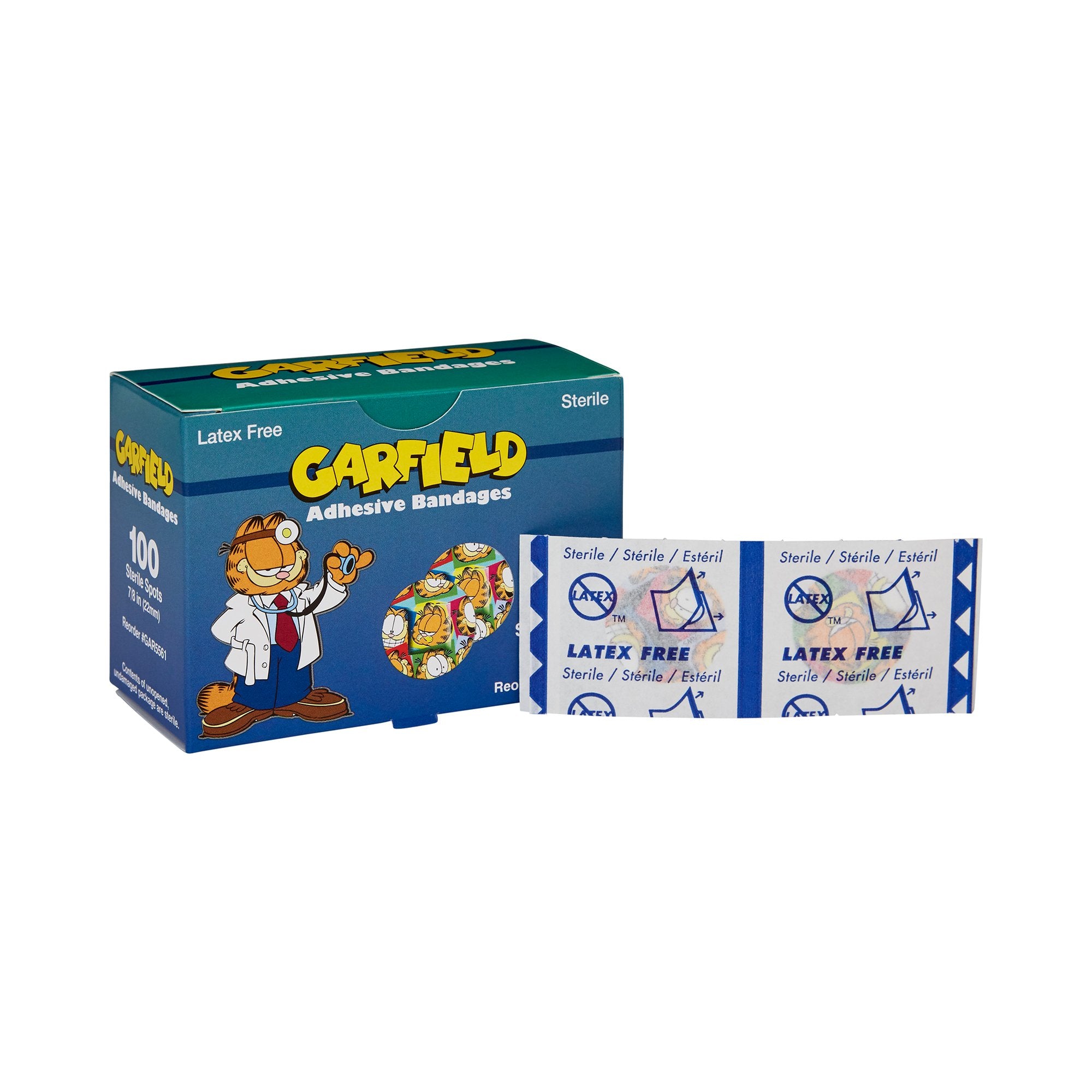 Adhesive Spot Bandage ASO 7/8 Inch Plastic Round Kid Design (Garfield) Sterile, Packaging Type- Box