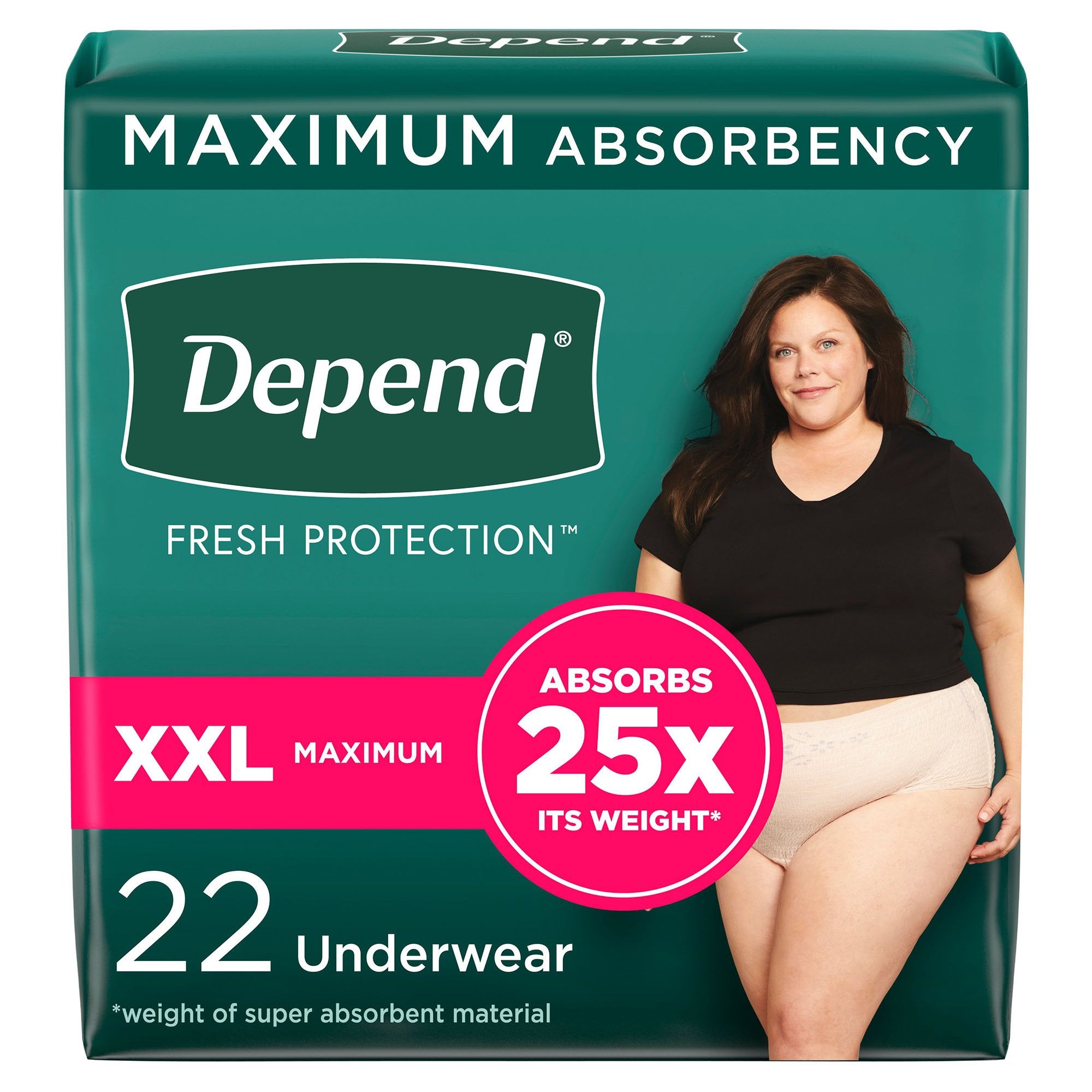 Female Adult Absorbent Underwear Depend Fresh Protection Waistband Style 2X-Large Disposable Heavy Absorbency, Packaging Type- Case