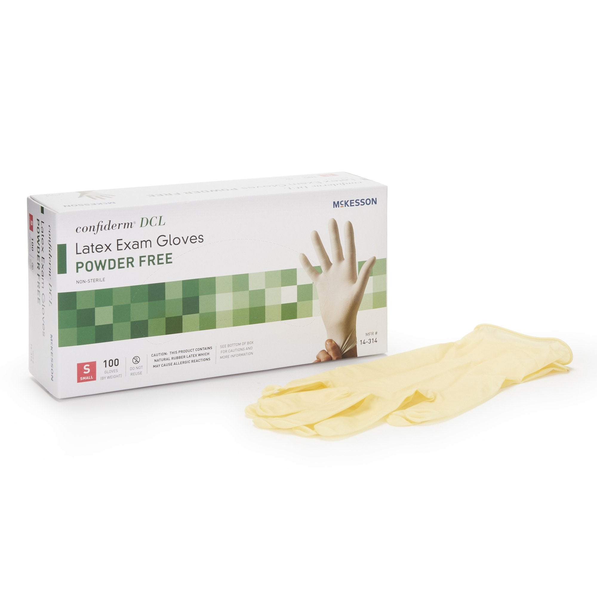 Exam Glove McKesson Confiderm Small NonSterile Latex Standard Cuff Length Smooth Ivory Not Rated, Packaging Type- Case