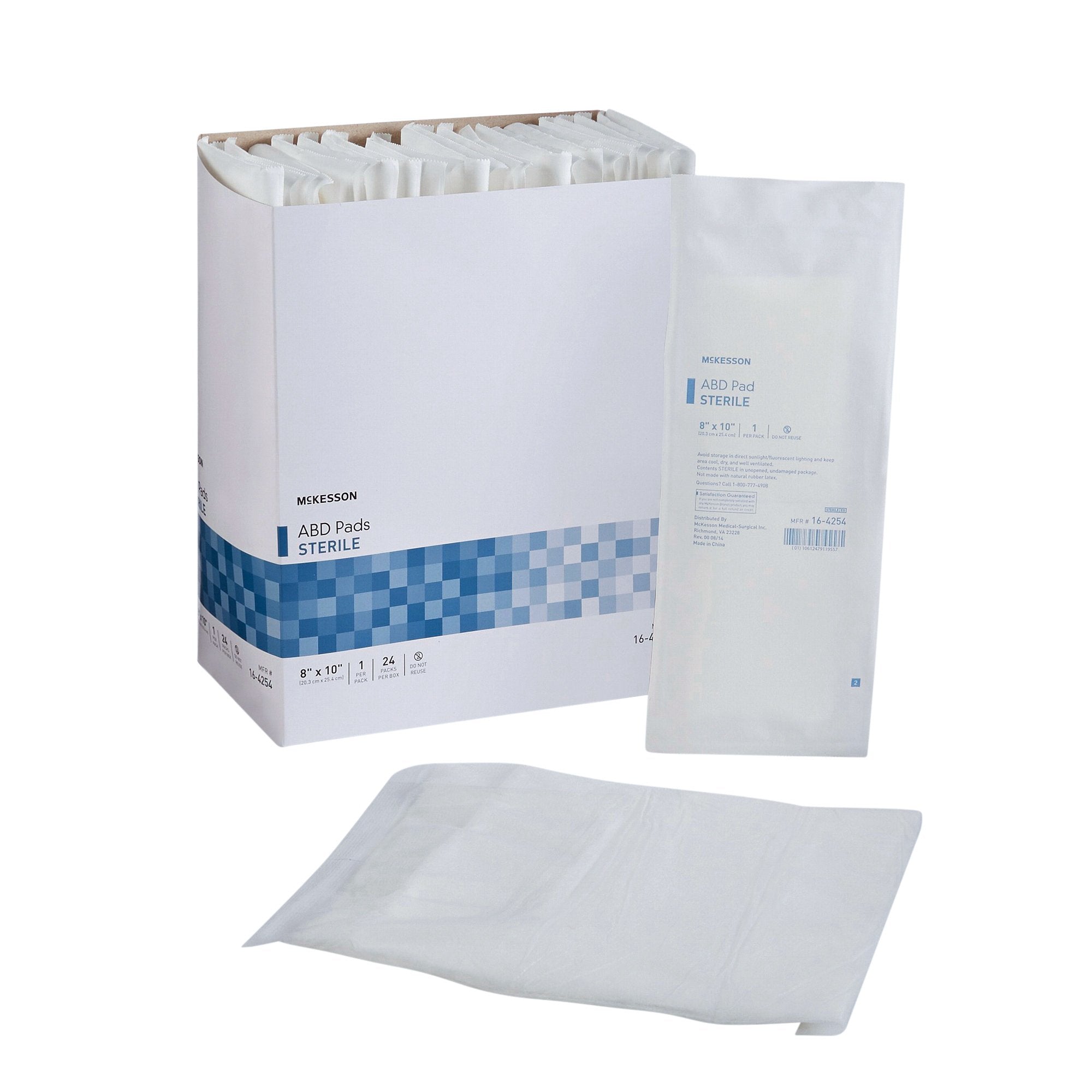 Abdominal Pad McKesson 8 X 10 Inch Sterile 1 per Pack, Packaging Type- Box