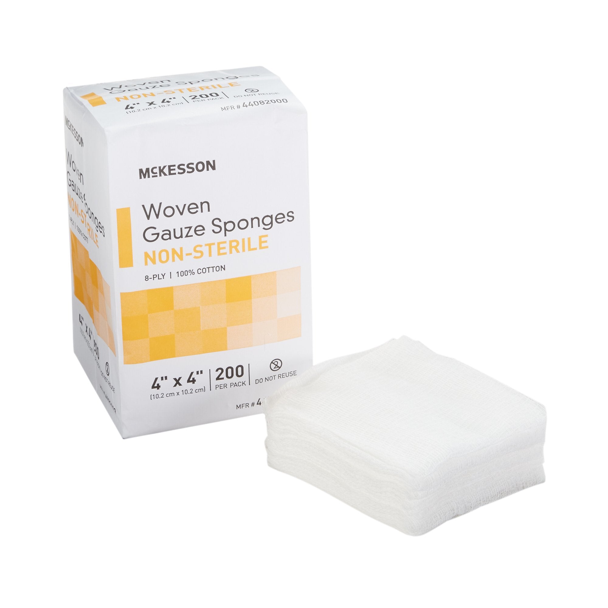 Gauze Sponge McKesson 4 X 4 Inch 8-Ply NonSterile 200 per Pack, Packaging Type- Case