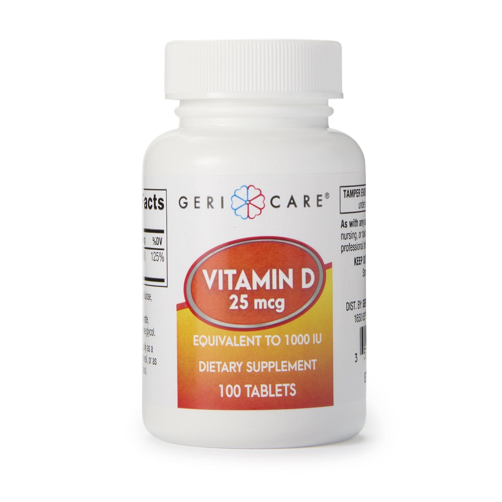 Vitamin Supplement Geri-Care® Vitamin D3 1,000 IU Strength Tablet 100 per Bottle