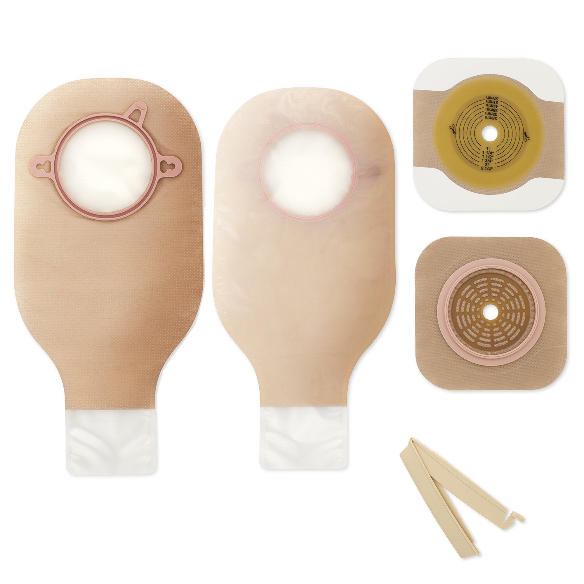 Ileostomy / Colostomy Pouch New Image Two Piece System 12 Inch Length Flat, Trim to Fit 2 1/4 Inch Stoma Drainable