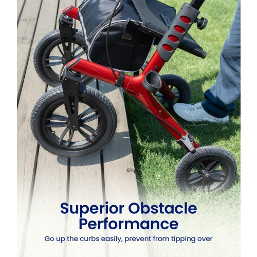 VOCIC Z57 All-Terrain Outdoor Rollator– Durable All-Terrain Mobility Aid with Comfortable Seat & Adjustable Handles