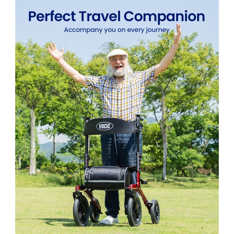 VOCIC Z57 All-Terrain Outdoor Rollator– Durable All-Terrain Mobility Aid with Comfortable Seat & Adjustable Handles