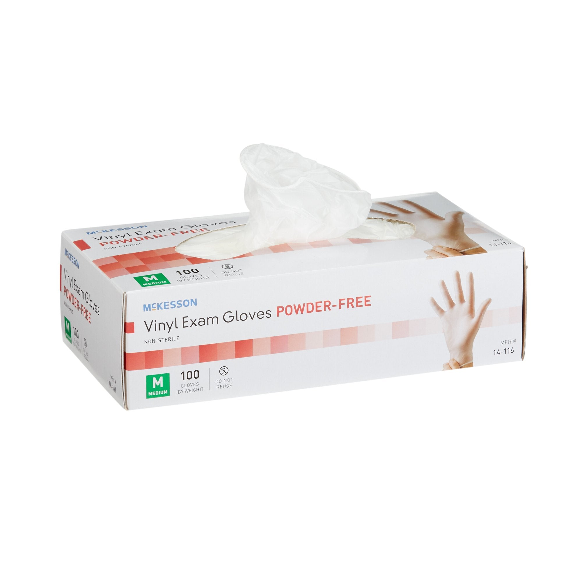 Exam Glove McKesson Medium NonSterile Vinyl Standard Cuff Length Smooth Clear Not Rated, Packaging Type- Case