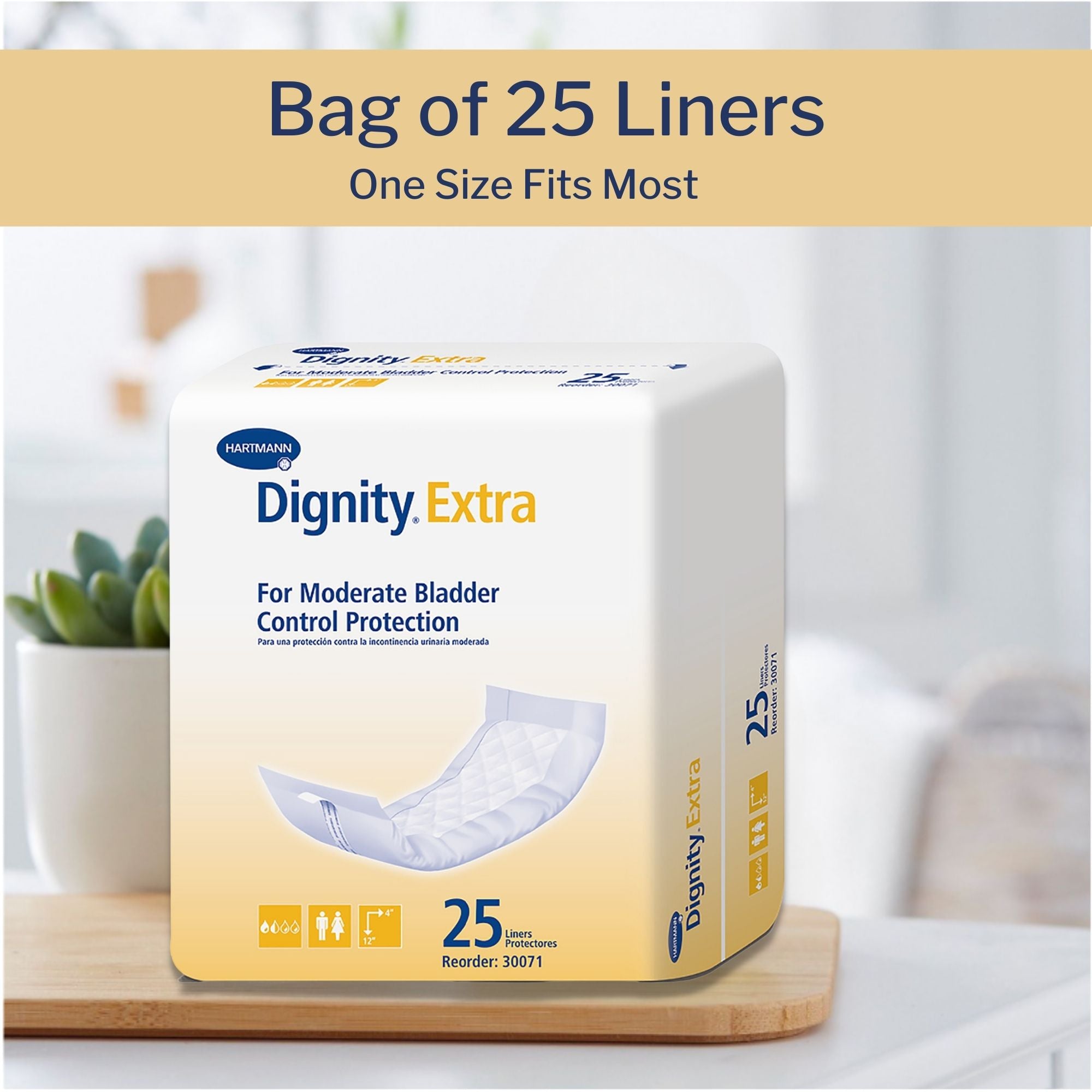 incontinence liner dignity extra 4 x 12 inch moderate absorbency polymer core one size fits most packaging type case