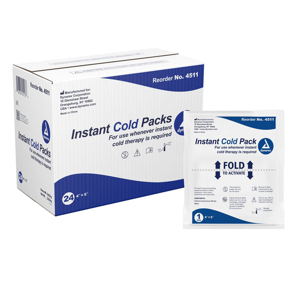 Instant Cold Pack Dynarex General Purpose One Size Fits Most 4 X 5 Inch Plastic / Calcium Ammonium Nitrate / Water Disposable