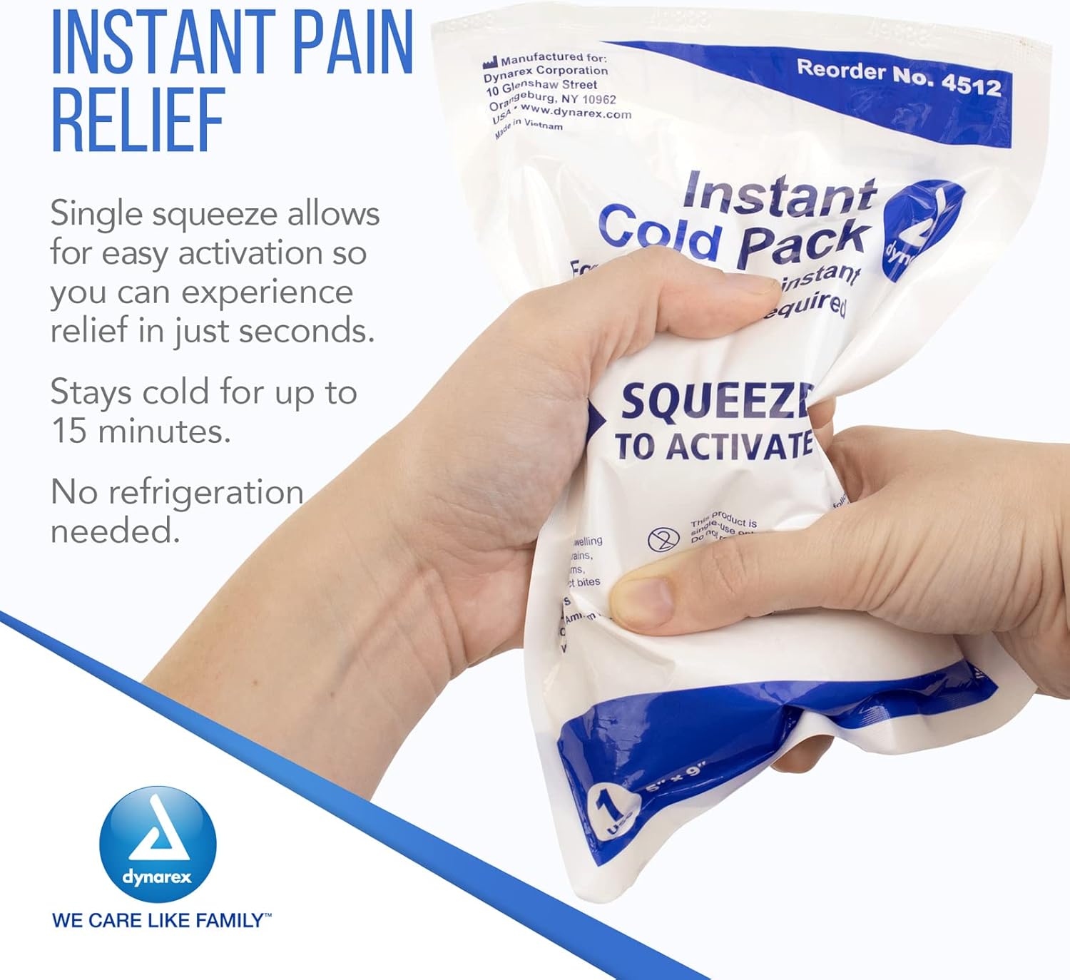 instant cold pack dynarex non toxic general purpose one size fits most 5 x 9 inch plastic urea water disposable packaging type case