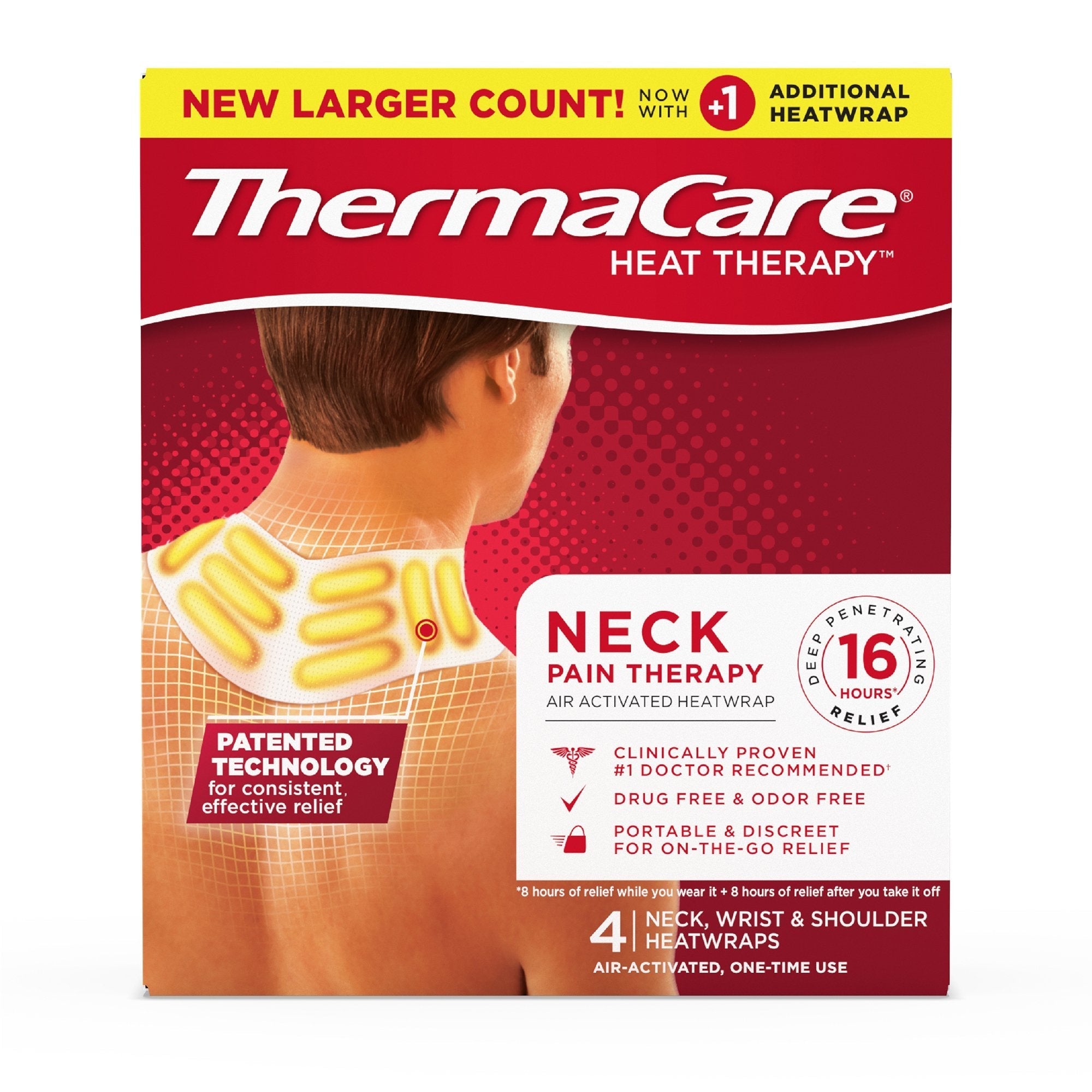 Instant Hot Patch ThermaCare HeatWraps Neck / Shoulder / Wrist One Size Fits Most Nonwoven Material Cover Disposable