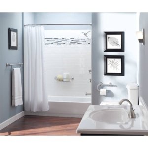 integrated grab bar and shelf