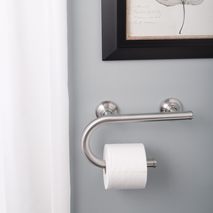 integrated grab bar w toilet paper holder brushed nickel