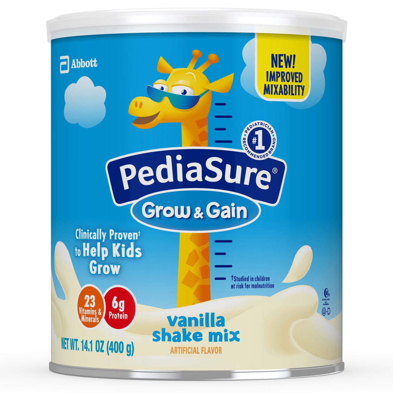 Pediatric Oral Supplement PediaSure Grow & Gain Shake Mix Vanilla Flavor 14.1 oz. Can Powder Protein, Packaging Type- Case