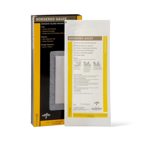 Island Dressing Medline 4 X 10 Inch Rectangle Sterile Water Resistant Nonwoven Backing
