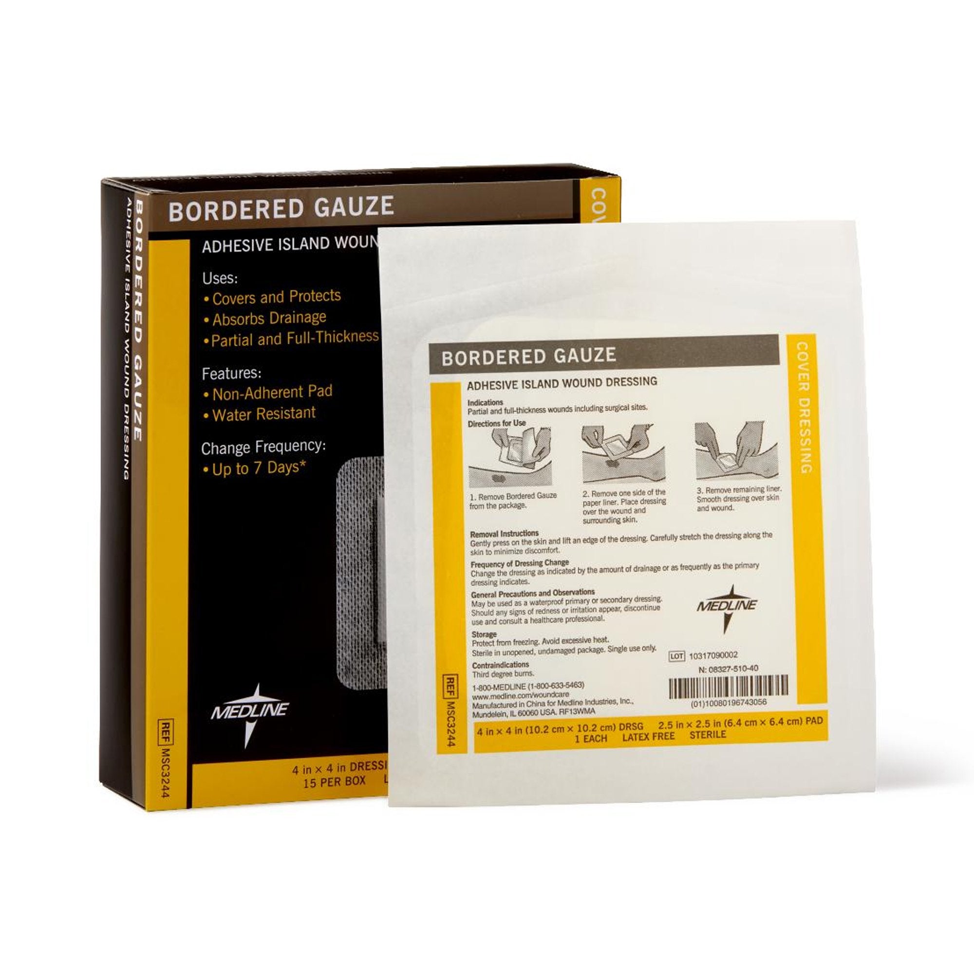 Island Dressing Medline 4 X 4 Inch Square Sterile Water Resistant Nonwoven Backing