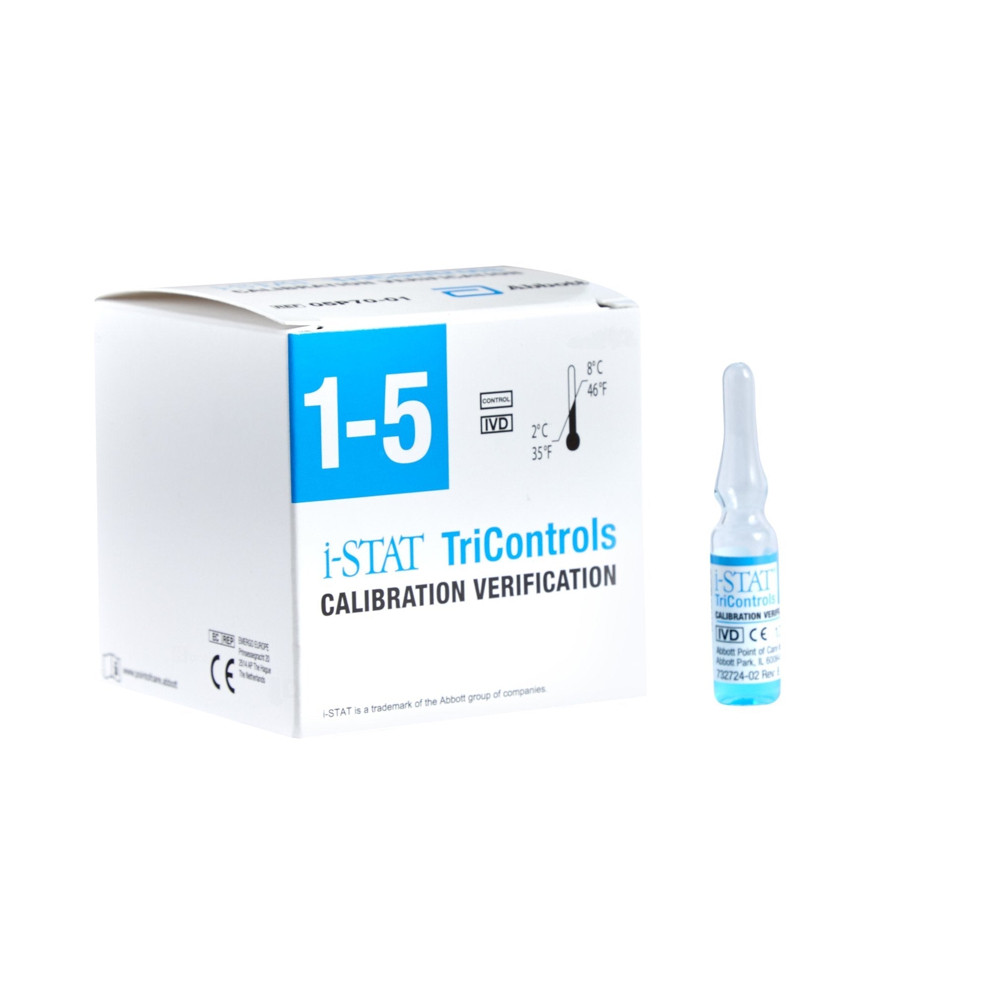 Calibration Verification Set i STAT Tricontrols Hematocrit, Blood Gases, Electrolytes, Chemistries 5 X 1.7 mL For iSTAT Point of Care Analyzers