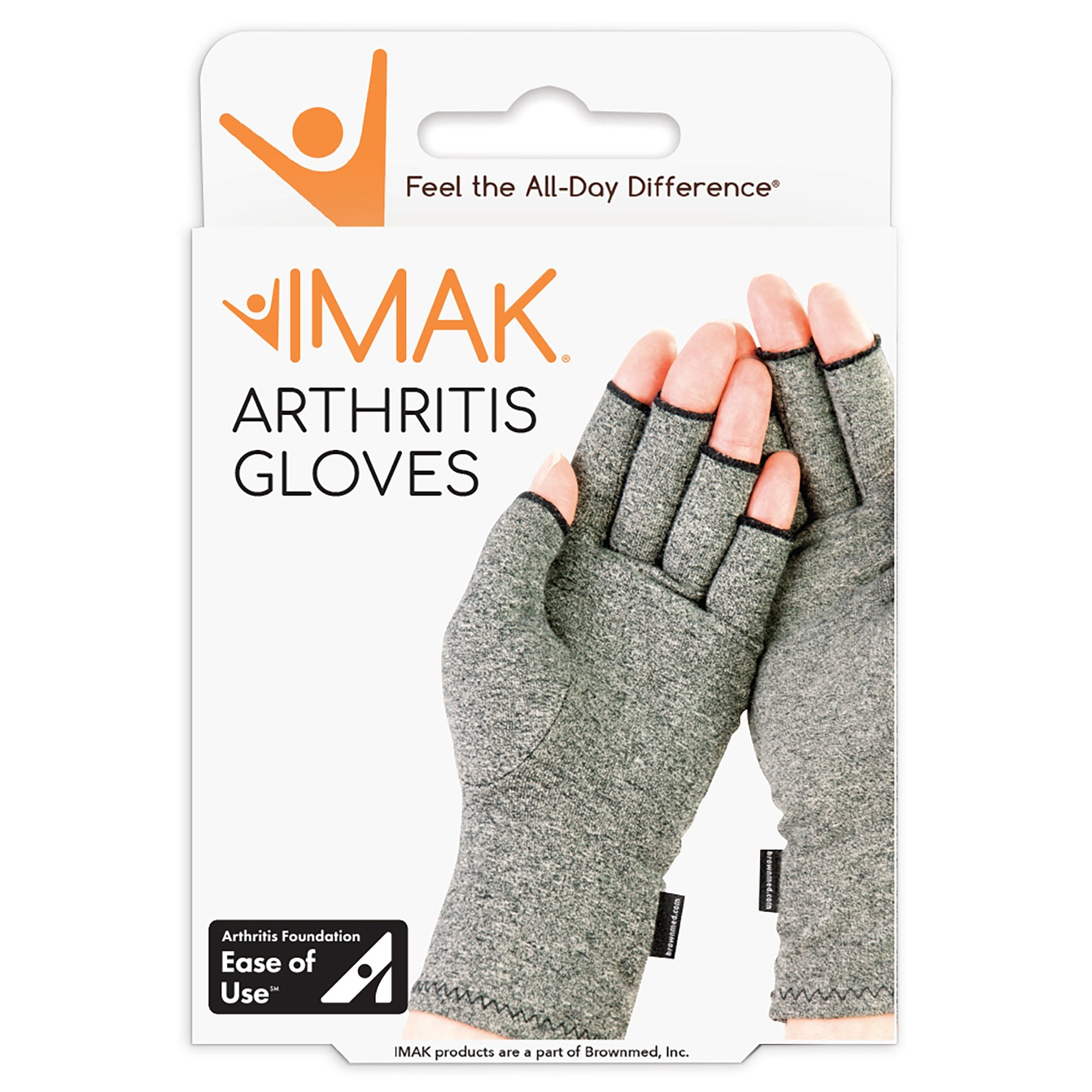 Arthritis Gloves IMAK Compression Open Finger Large Over-the-Wrist Length Hand Specific Pair Cotton / Lycra, Packaging Type- Box