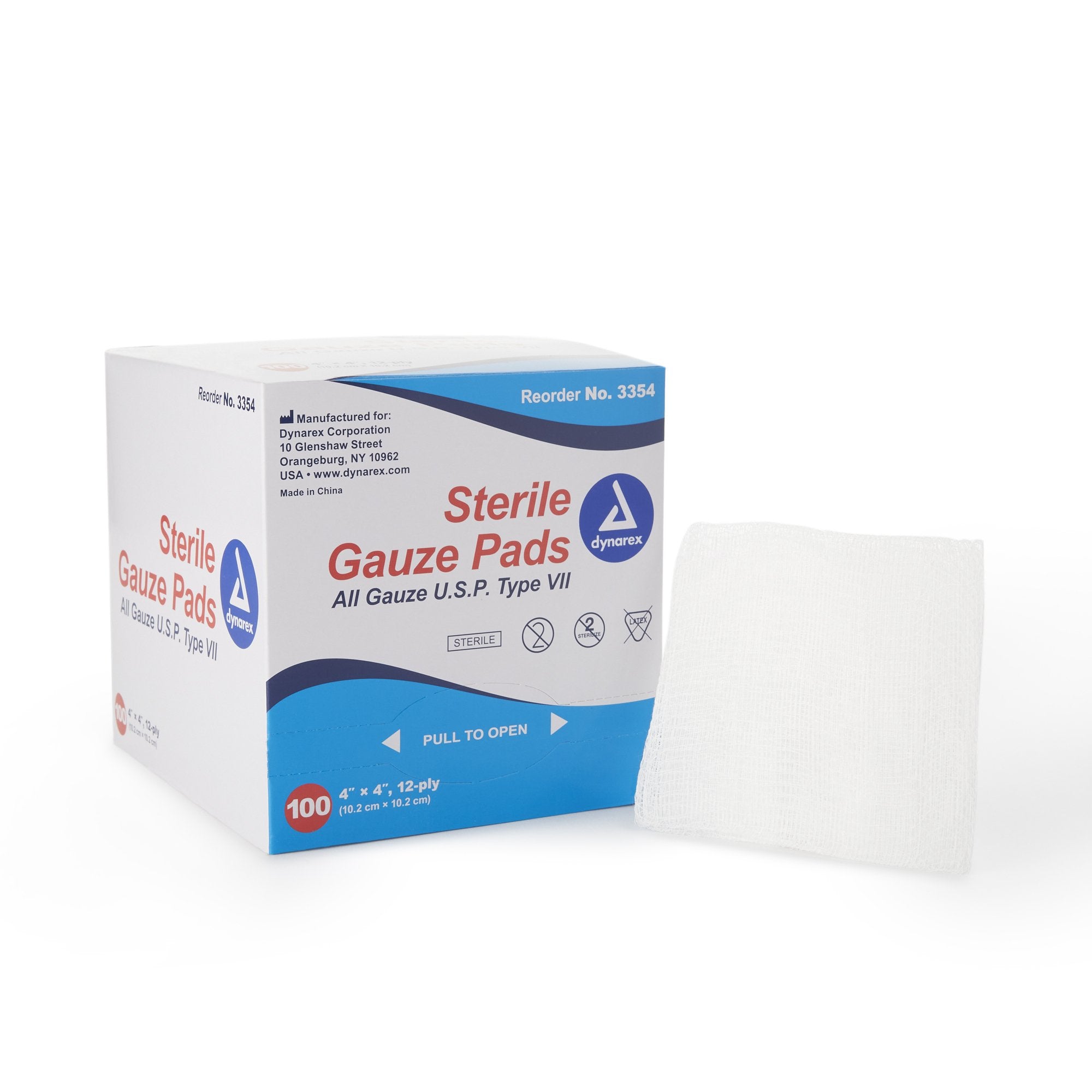 Gauze Sponge Dynarex 4 X 4 Inch 12-Ply Sterile 1 per Pack, Packaging Type- Box