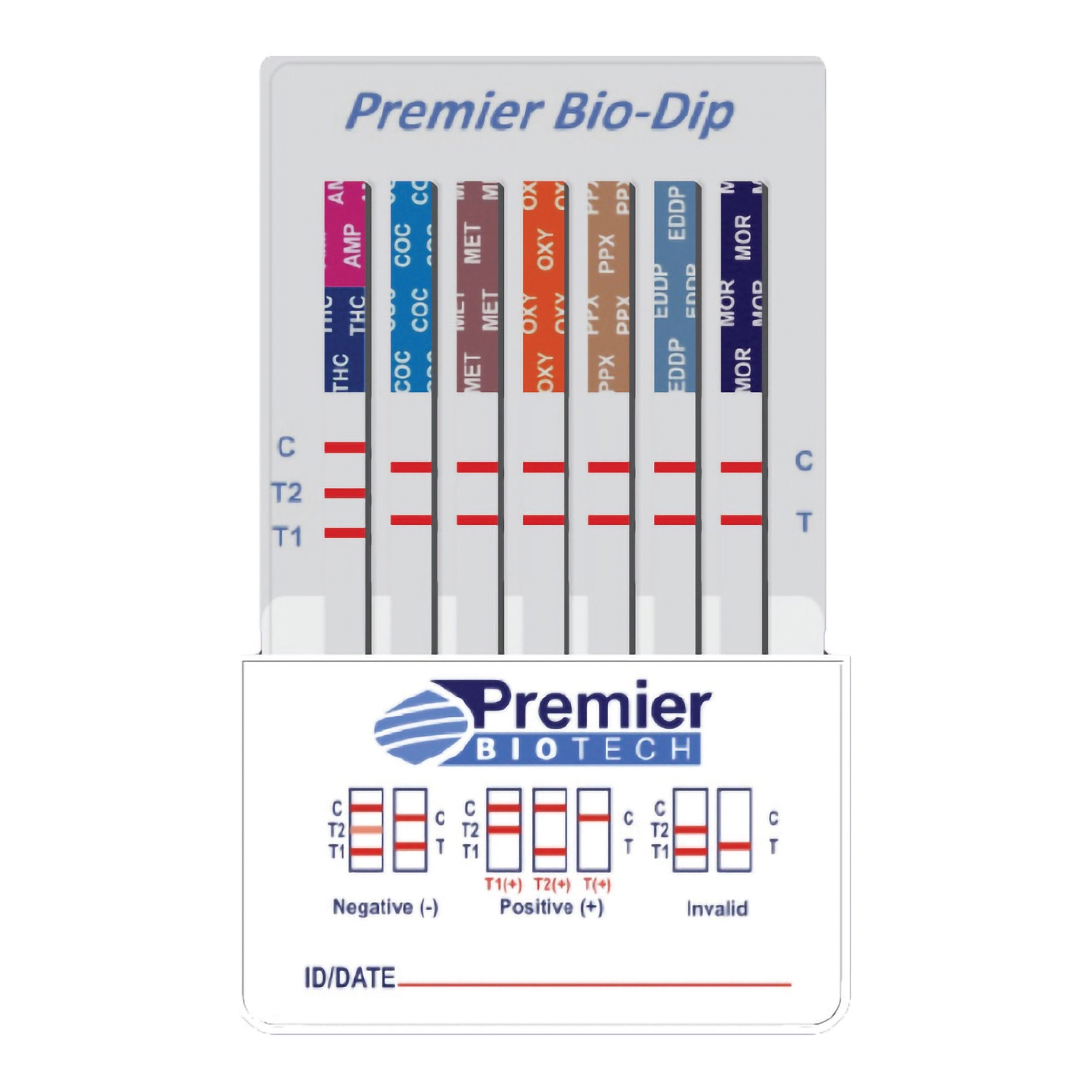 Drugs of Abuse Test Kit Premier Bio-Dip AMP, BAR, BUP, BZO, COC, mAMP/MET, MDMA, MTD, OPI, OXY, PCP, TCA, THC 50 25 Tests CLIA Waived, Packaging Type- Case