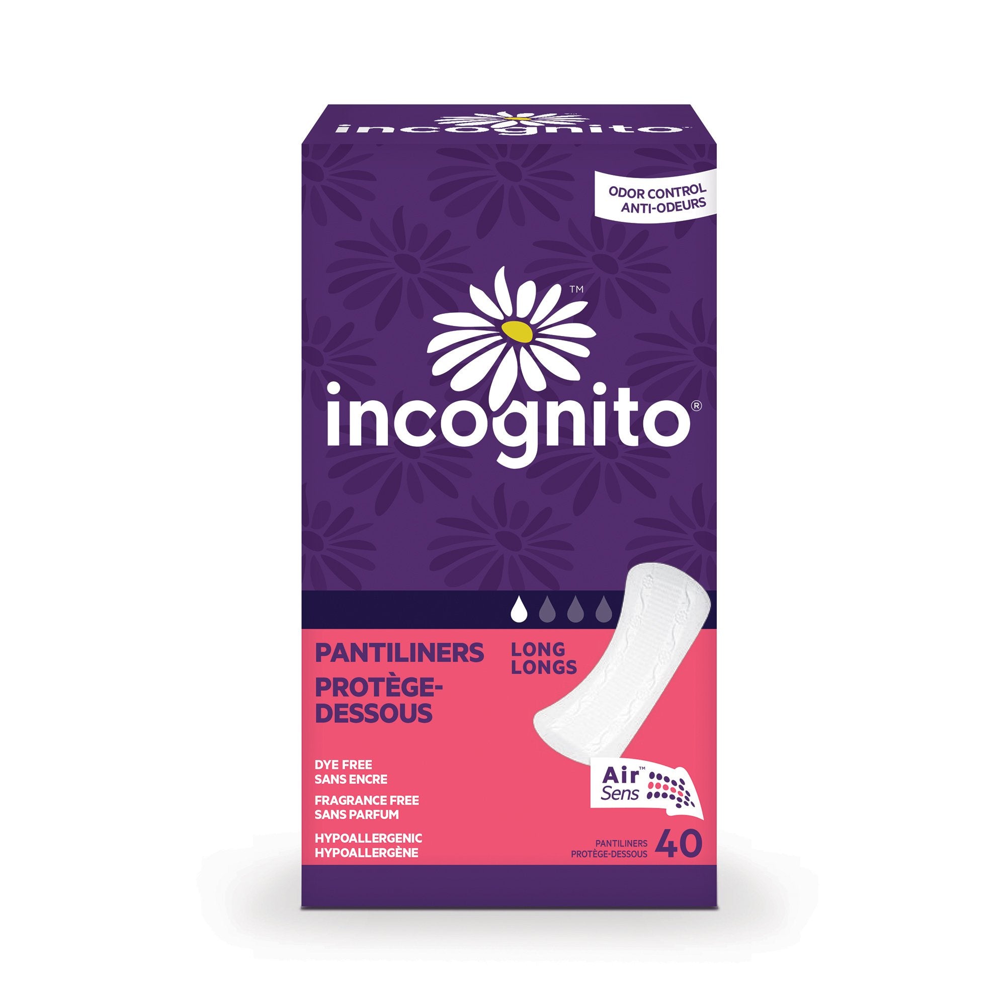 Panty Liner Incognito Long Regular Absorbency, Packaging Type- Case