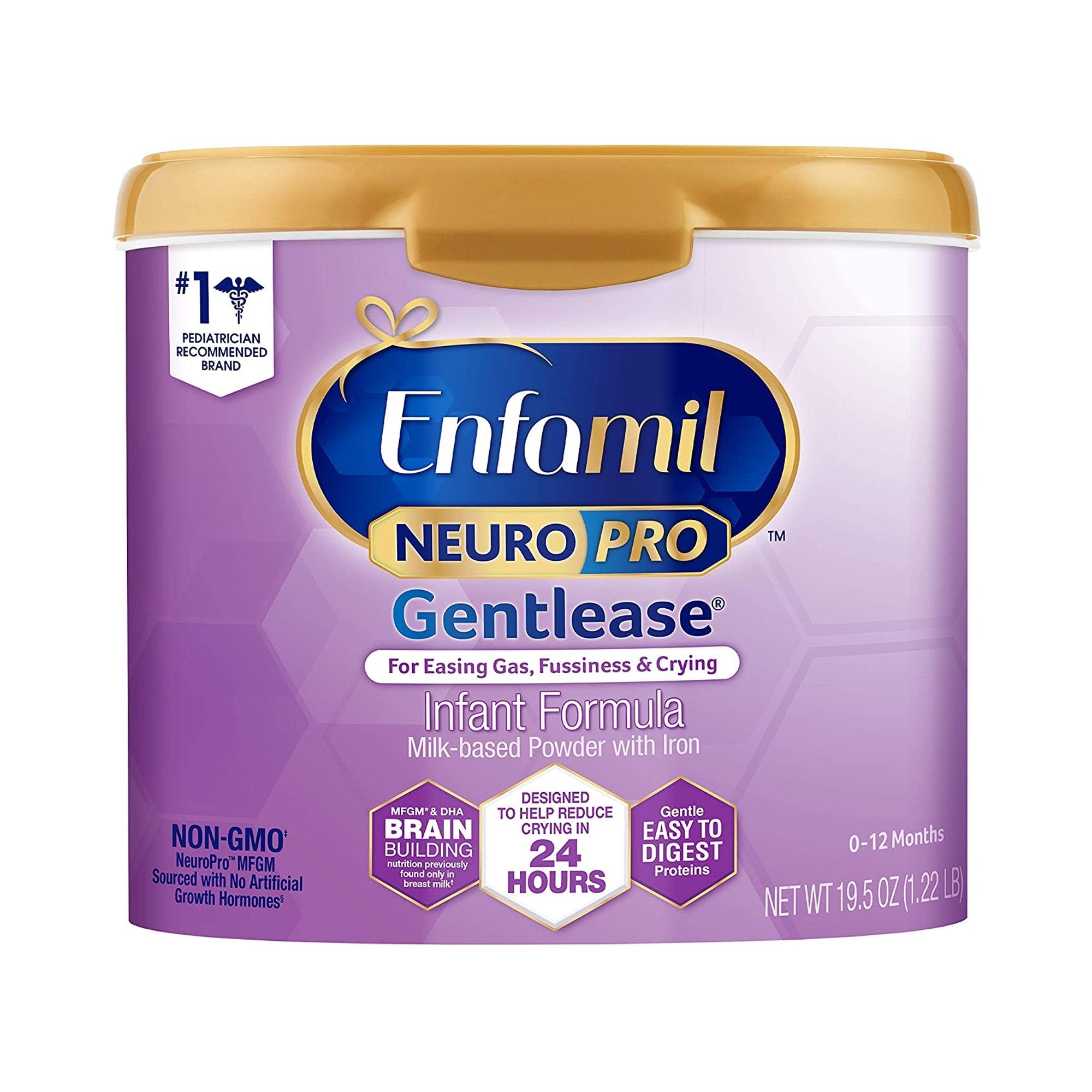 Infant Formula Enfamil NeuroPro Gentlease Unflavored 19.5 oz. Canister Powder Milk-Based Crying / Spitup