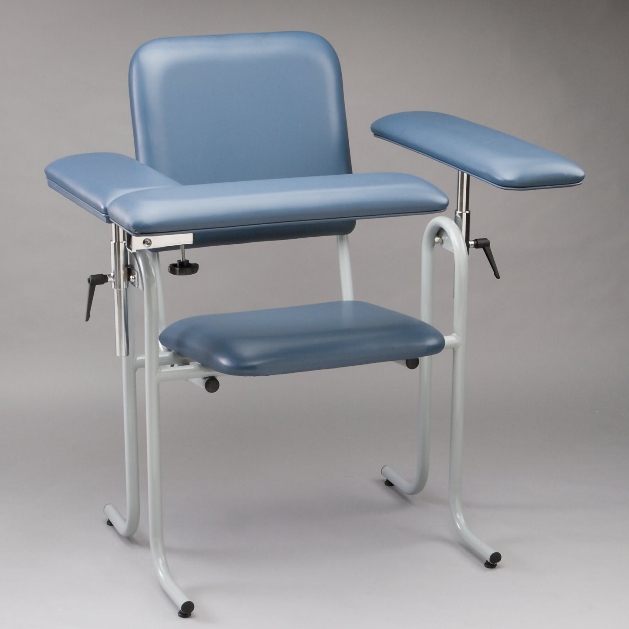 Blood Drawing Chair McKesson 1 Straight Arm / 1 Flip Up Arm Blue, Packaging Type- Each