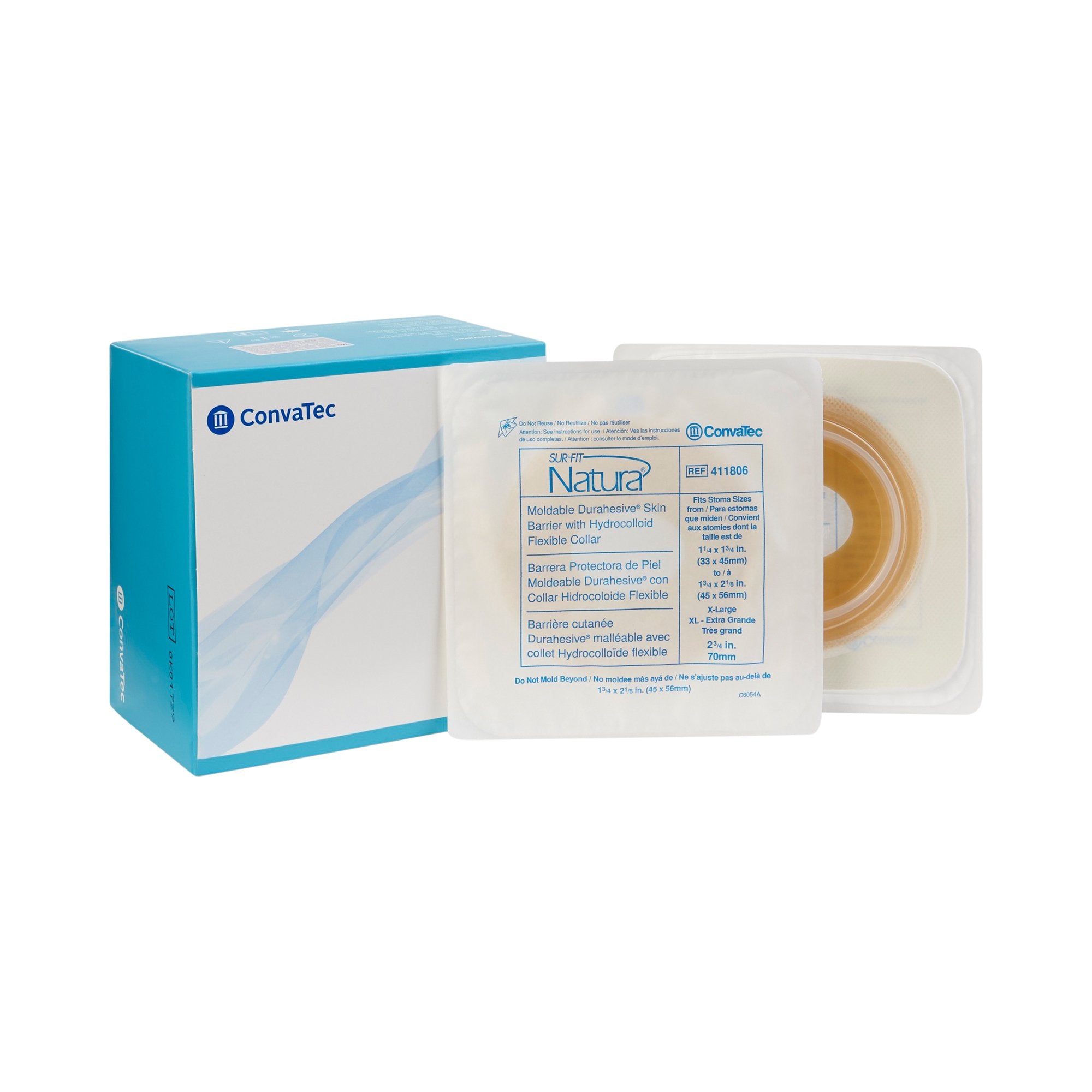 Ostomy Barrier Sur-Fit Natura Durahesive Moldable, Extended Wear Durahesive Adhesive 70 mm Flange Sur-Fit Natura System Hydrocolloid 1-3/4 to 2-1/8 Inch Opening, Packaging Type- Box