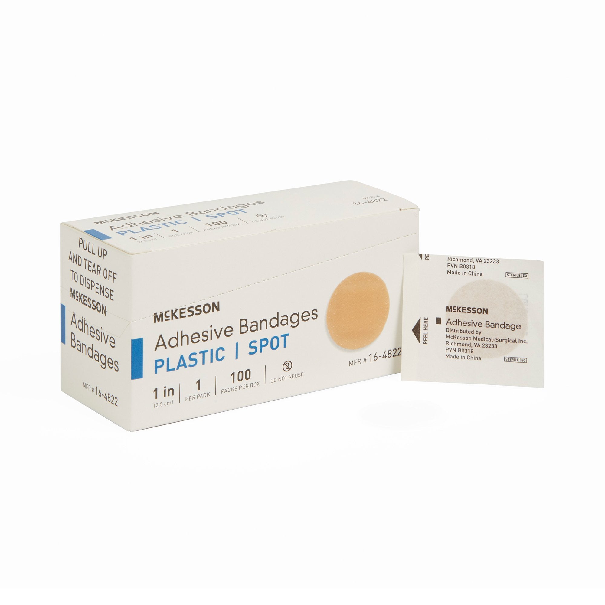 Adhesive Spot Bandage McKesson 1 Inch Plastic Round Tan Sterile