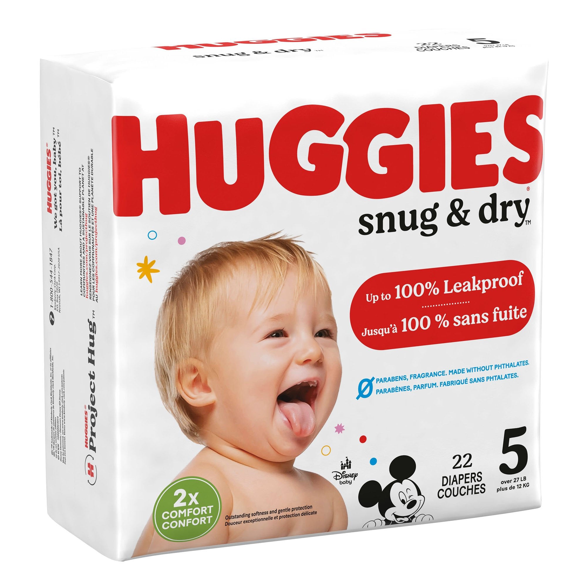 Unisex Baby Diaper Huggies Snug & Dry Size 5 Disposable Heavy Absorbency, Packaging Type- Case