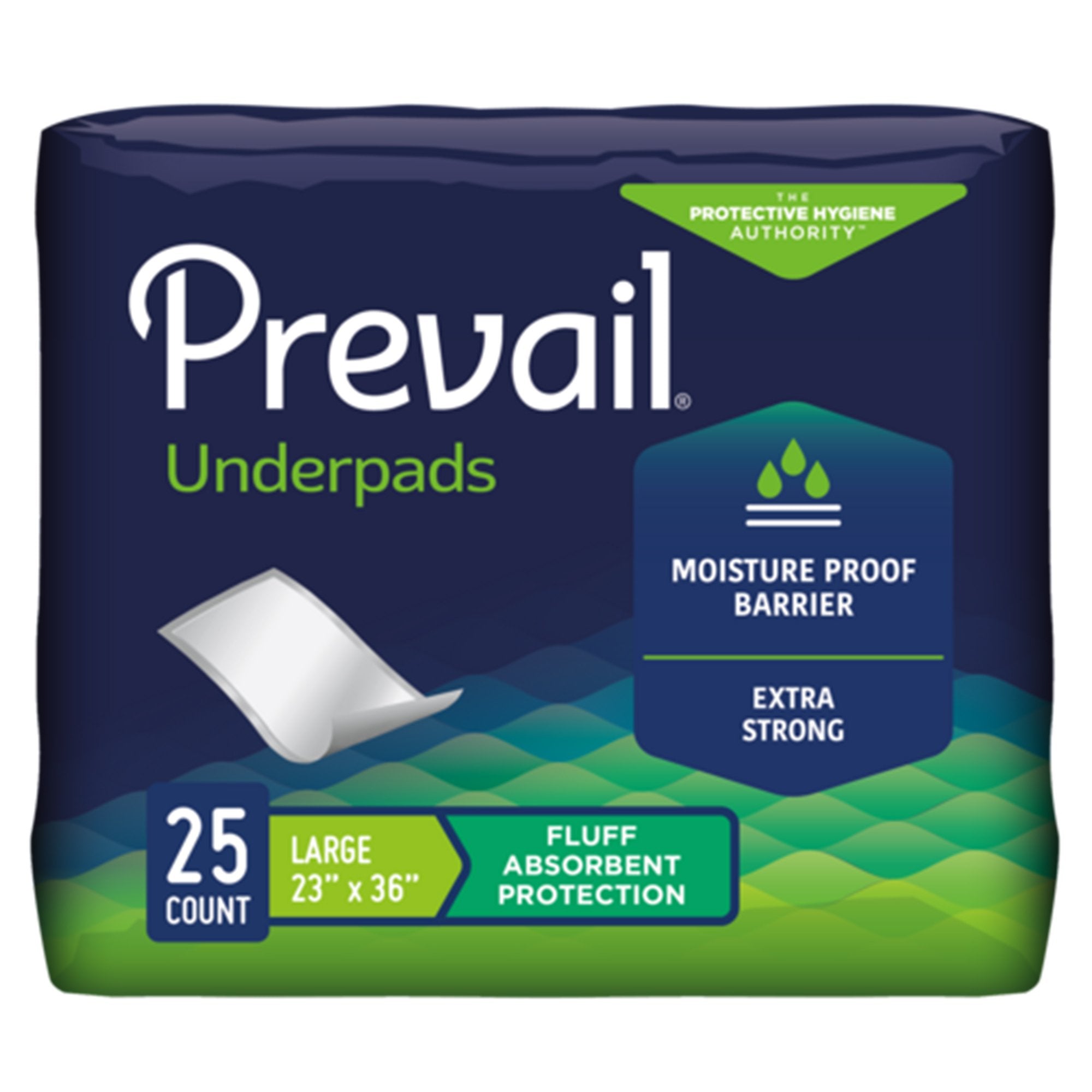 Disposable Underpad Prevail 23 X 36 Inch Fluff Light Absorbency, Packaging Type- Case